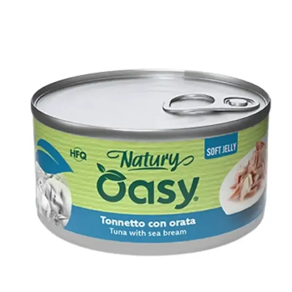 Oasy Natury Cat Adult Soft Jelly 150 gr Tonnetto con orata - confezione da 6 pezzi - Cibo umido per gatti - immagine 1