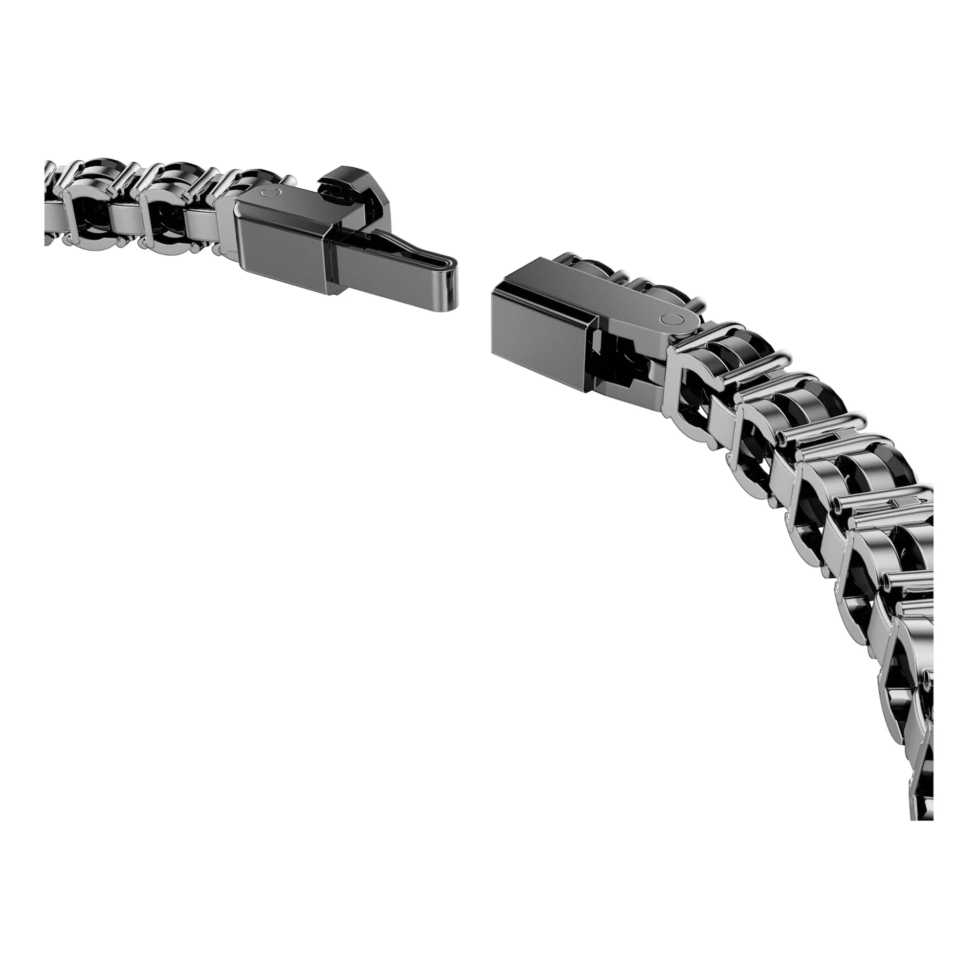Swarovski Matrix Bracciale Tennis, Gioiello Versatile con Cristalli Neri, Pietre Preziose a Taglio Round, Chiusura a Linguetta, Taglia L, Placcatura in Tonalità Rutenio, 17,5 cm, 0,4 cm - immagine 3