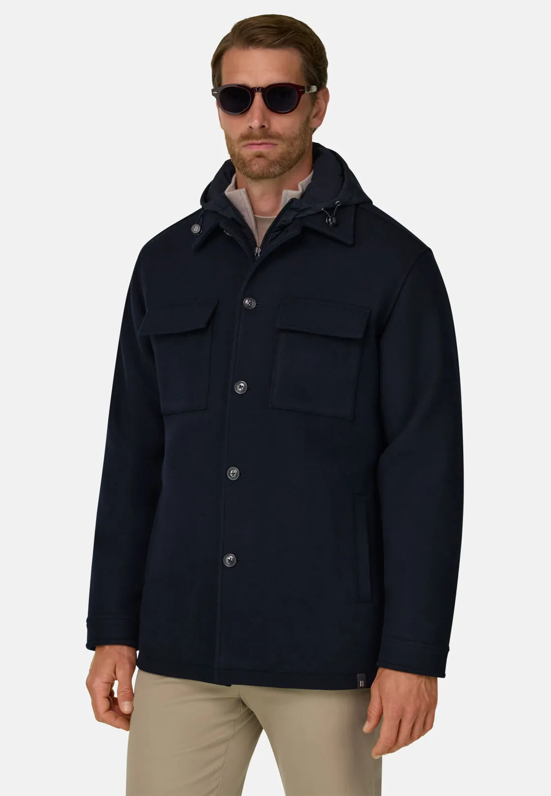 Boggi, Giacca Camicia Link In Lana Con Pettorina, Uomo, Navy, Taglia: L - immagine 1