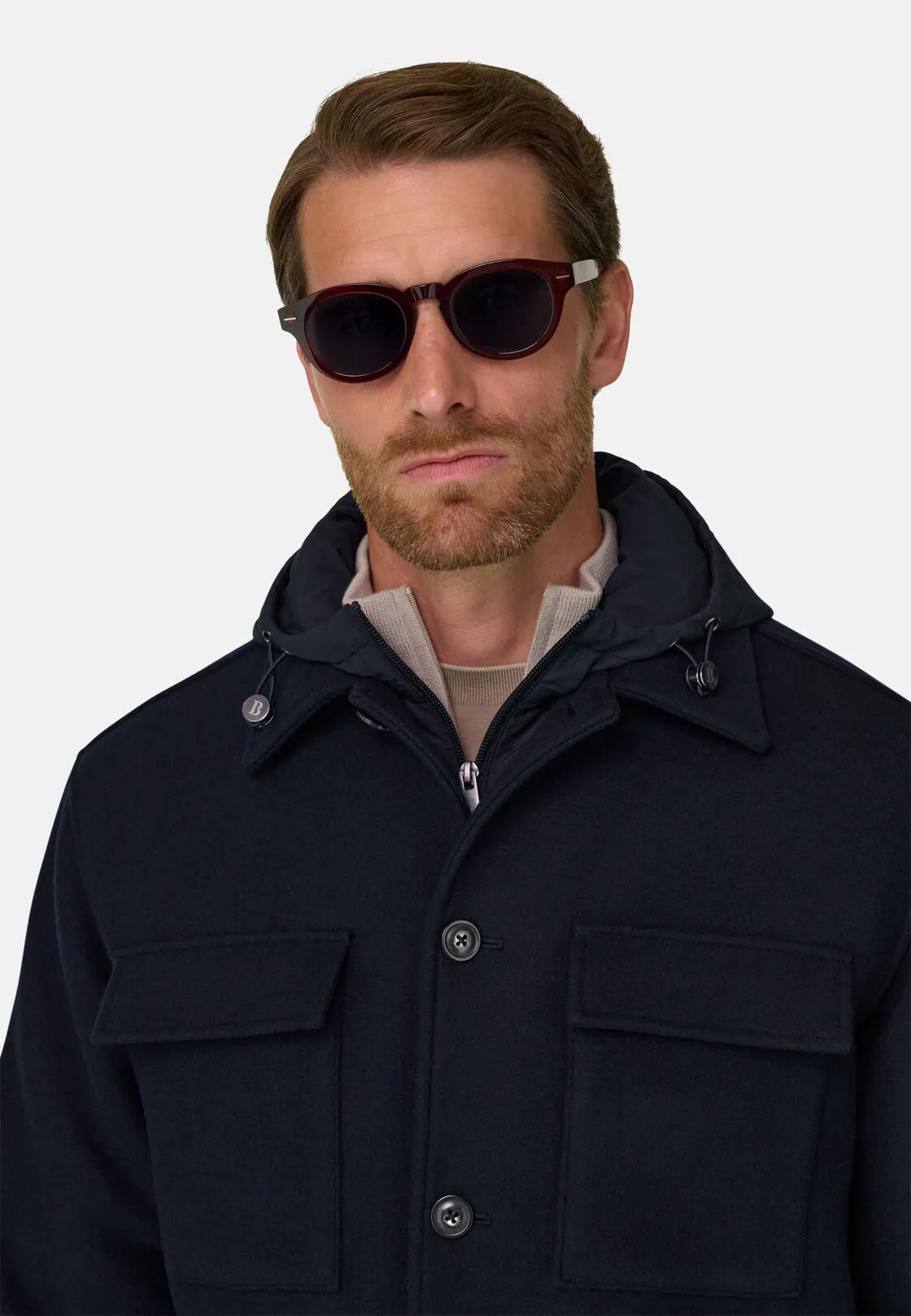 Boggi, Giacca Camicia Link In Lana Con Pettorina, Uomo, Navy, Taglia: S - immagine 3