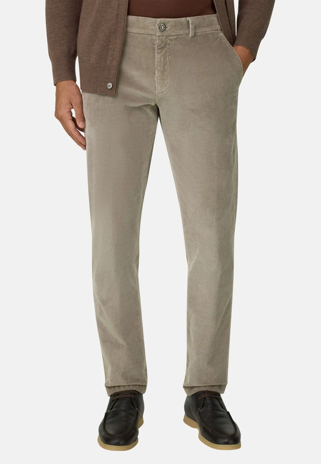 Boggi, Pantaloni In Velluto Elasticizzato, Uomo, Fango, Taglia: 31 - immagine 1