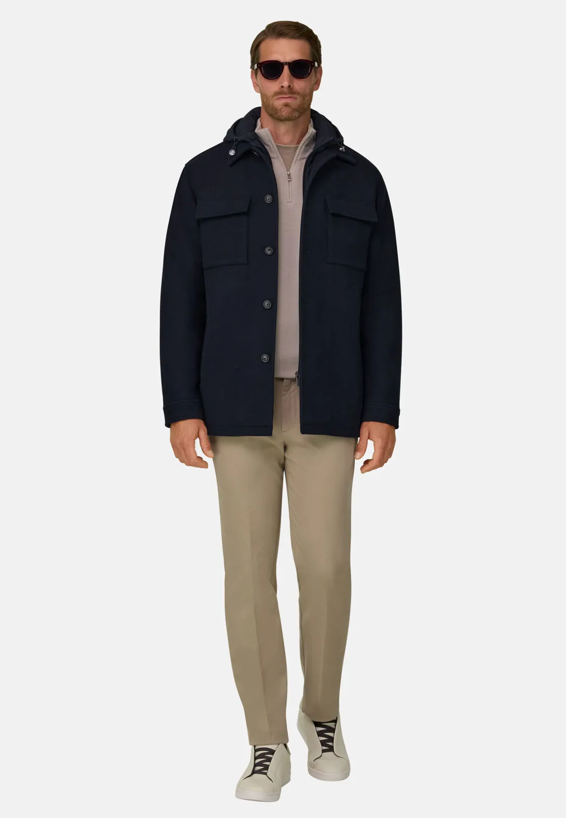 Boggi, Giacca Camicia Link In Lana Con Pettorina, Uomo, Navy, Taglia: XXL - immagine 2