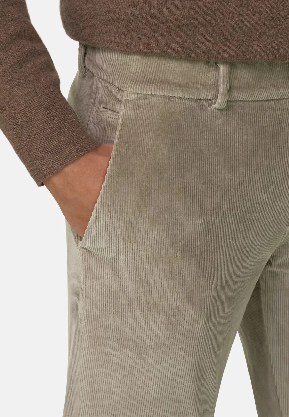 Boggi, Pantaloni In Velluto Elasticizzato, Uomo, Fango, Taglia: 33 - immagine 3