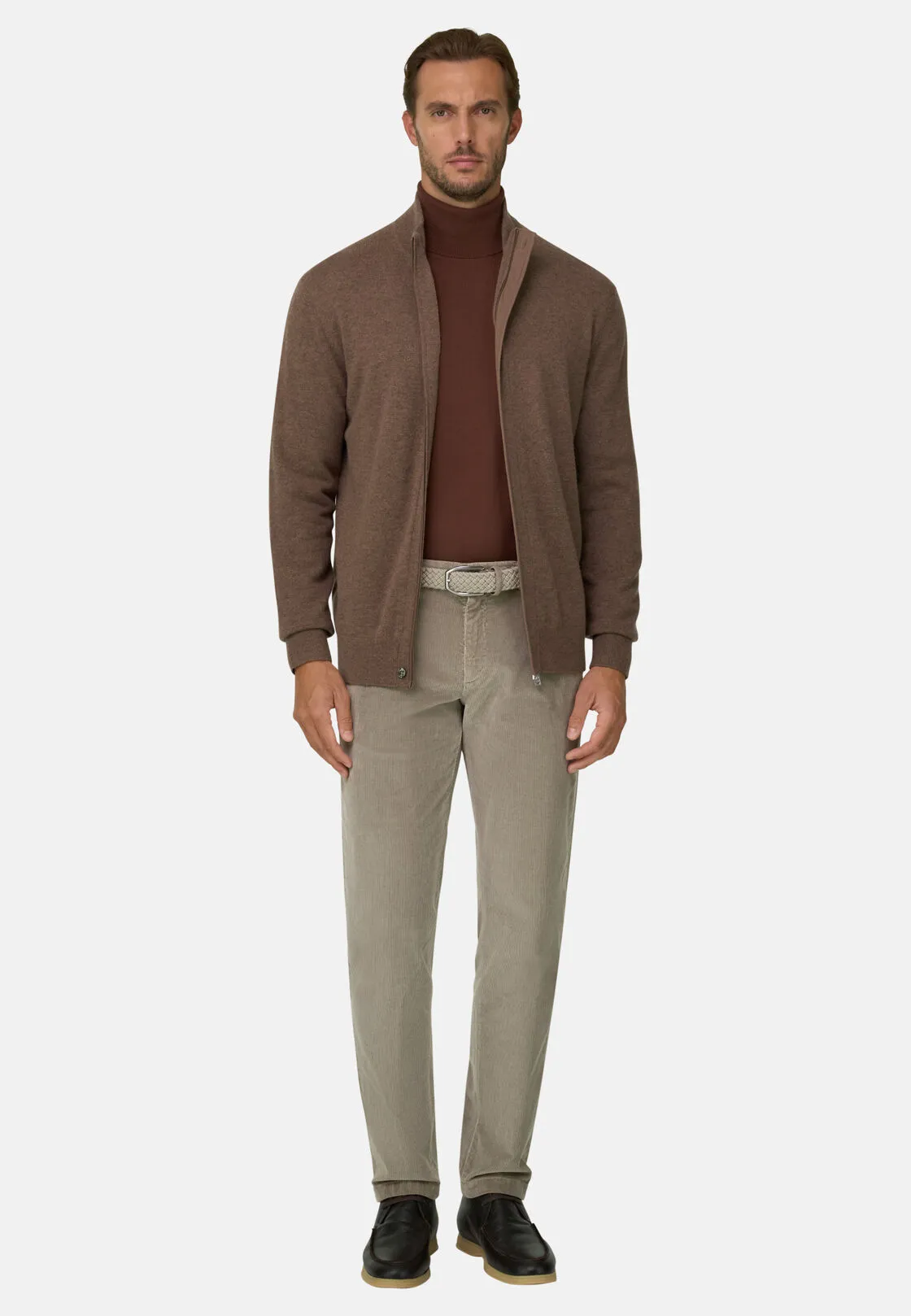 Boggi, Pantaloni In Velluto Elasticizzato, Uomo, Fango, Taglia: 34 - immagine 2