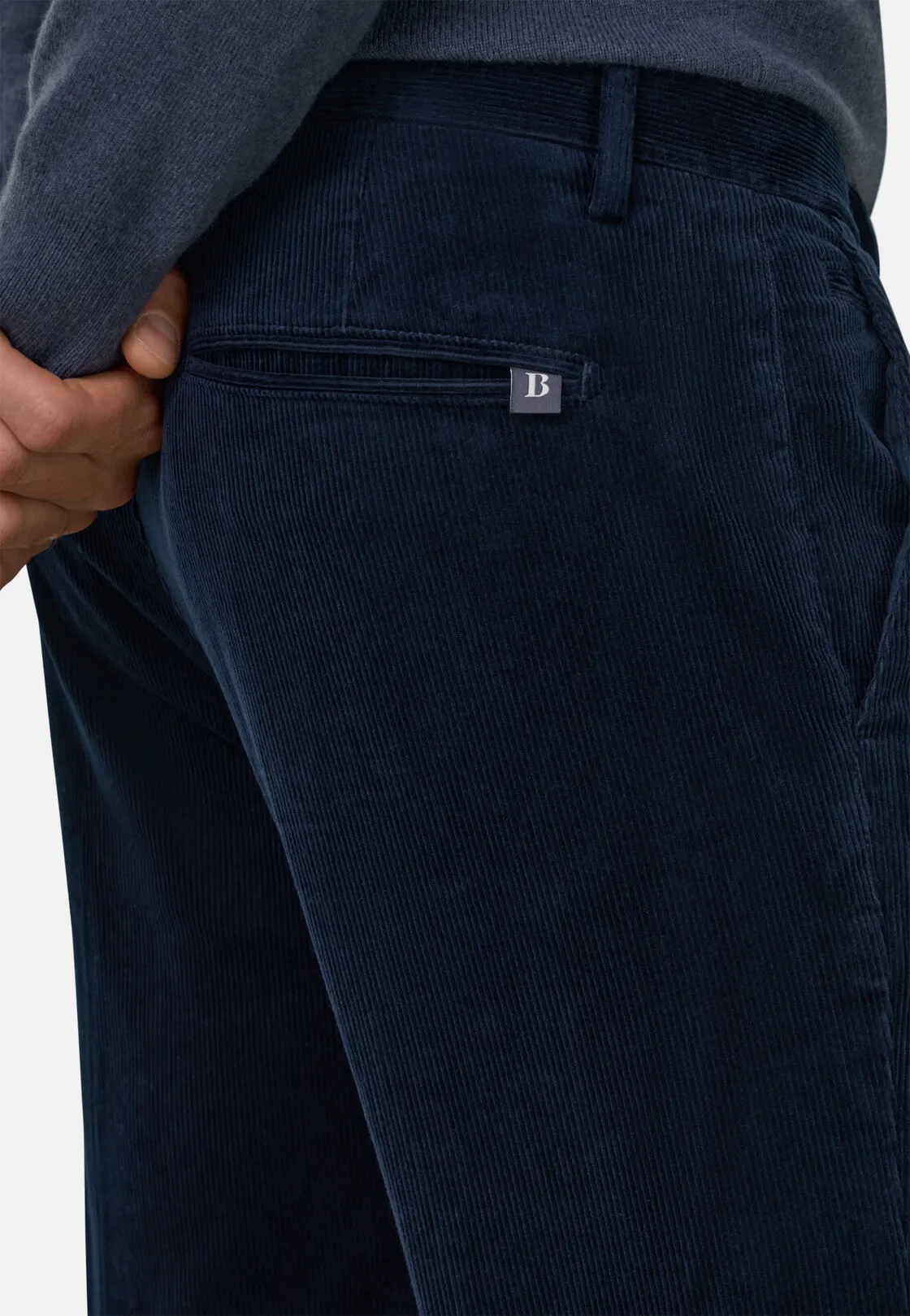 Boggi, Pantaloni In Velluto Elasticizzato, Uomo, Navy, Taglia: 30 - immagine 3