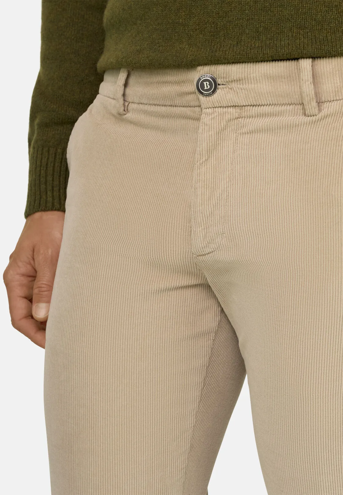 Boggi, Pantaloni In Velluto Elasticizzato, Uomo, Beige, Taglia: 30 - immagine 3
