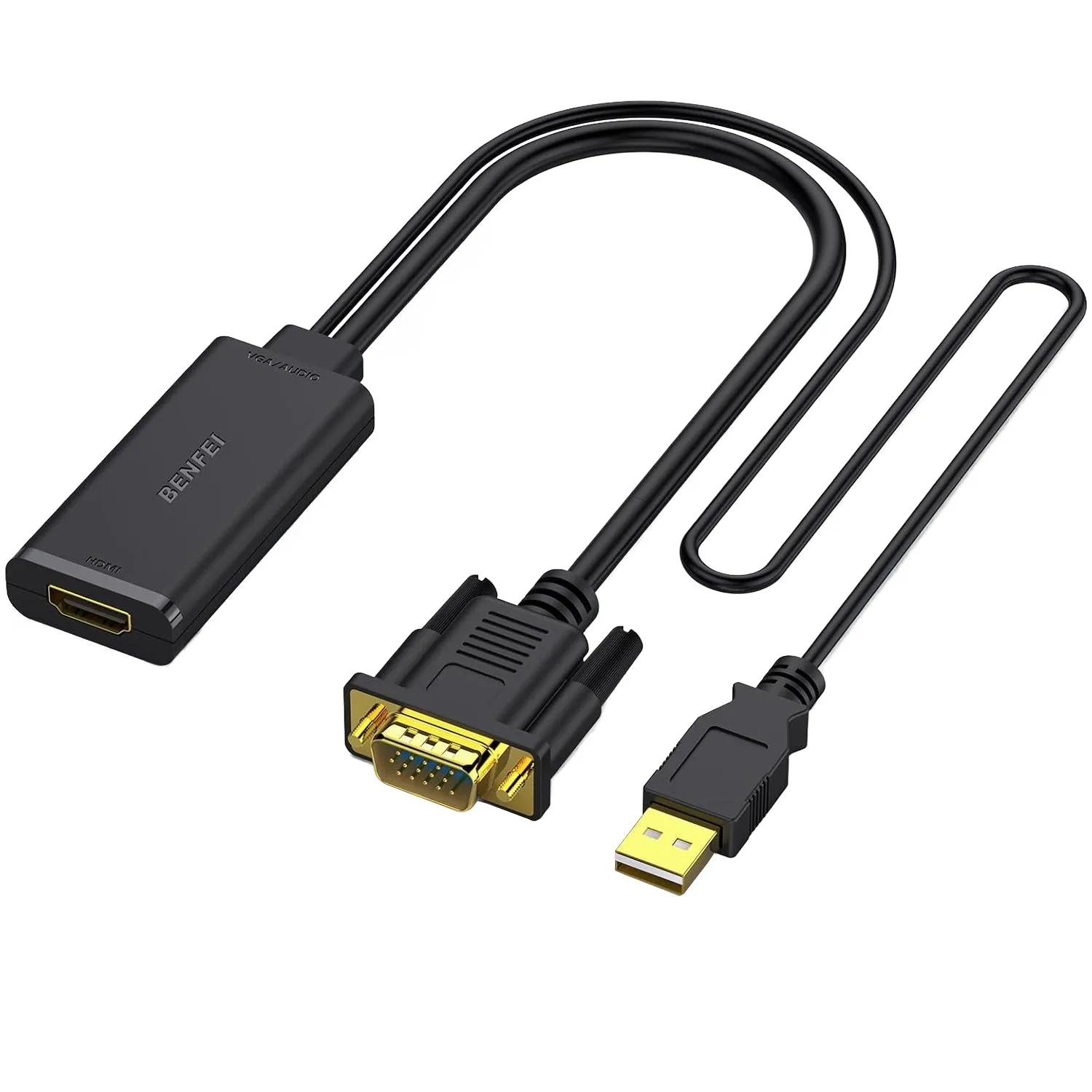 Adattatore Video Benfei, VGA / USB-A - HDMI, 1080P, Nero - immagine 1