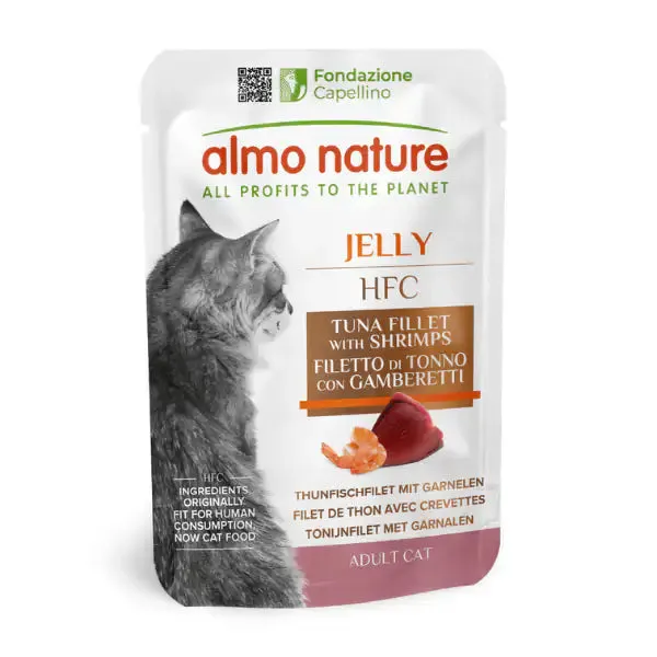 Almo Nature HFC Jelly Natural Cat 55 gr Tonno e gamberetti - confezione da 24 pezzi - immagine 1
