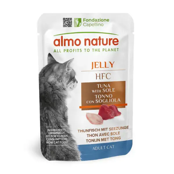Almo Nature HFC Jelly Natural Cat 55 gr Tonno e sogliola - confezione da 24 pezzi - immagine 1