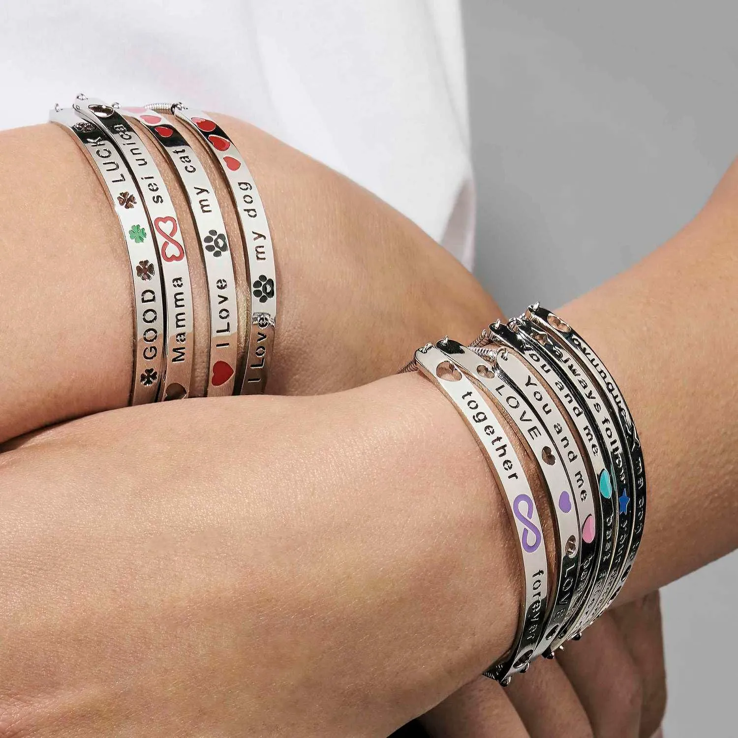 Nomination® Bracciale Donna - Collezione Messaggiamo, Acciaio e Zirconi, Scritta I love my cat, Cuori in Smalto Rosso, Lunghezza 14-20 cm, Chiusura Scorrevole, Idea Regalo per Amanti dei Gatti - immagine 2