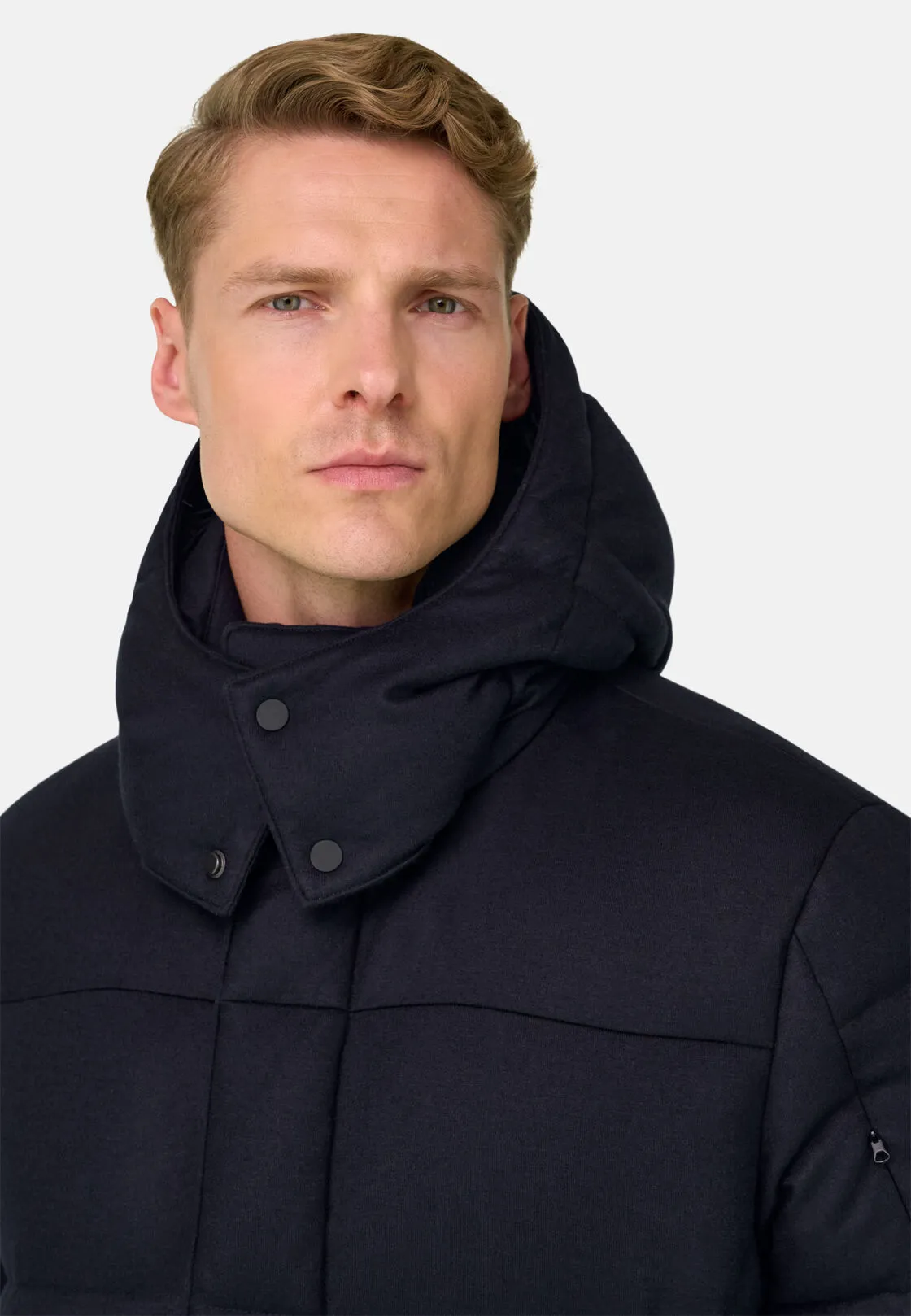 Boggi, Parka Imbottito In Misto Lana In Piuma D'oca, Uomo, Navy, Taglia: XXL - immagine 3