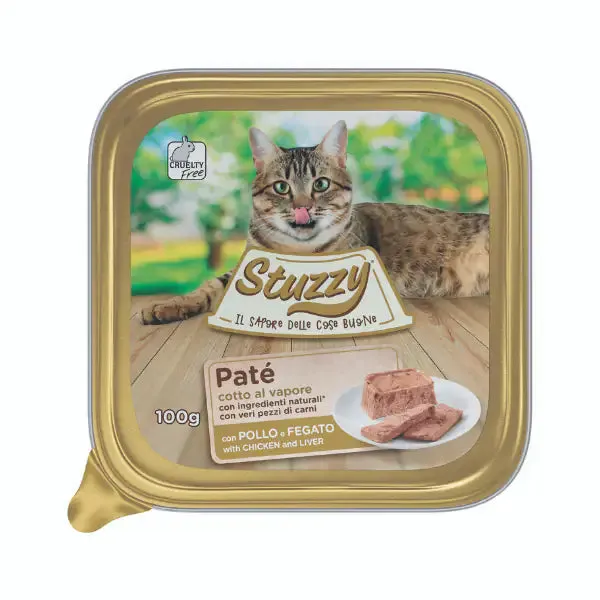 Stuzzy Cat Patè cotto al vapore per Gatti 100 gr Pollo e fegato - confezione da 32 pezzi - Cibo umido per gatti - immagine 1