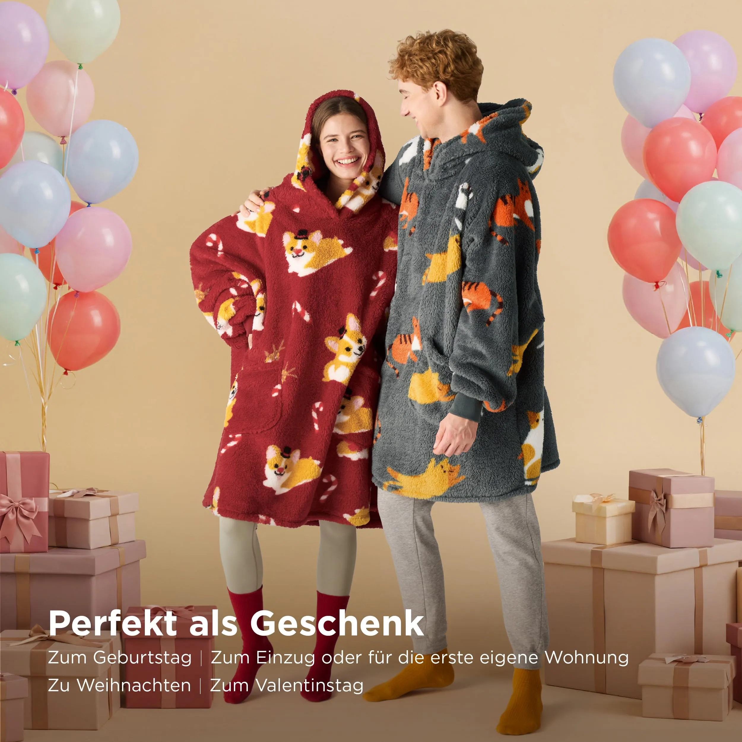 Bedsure Wearable Blanket-Christmas Corgi Scarlet Sage Standard - immagine 5