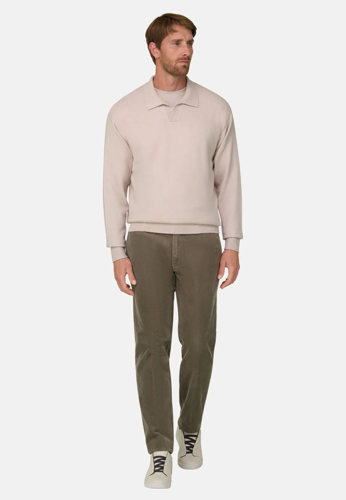 Boggi, Pantaloni In Velluto Elasticizzato, Uomo, Fango, Taglia: 32 - immagine 2