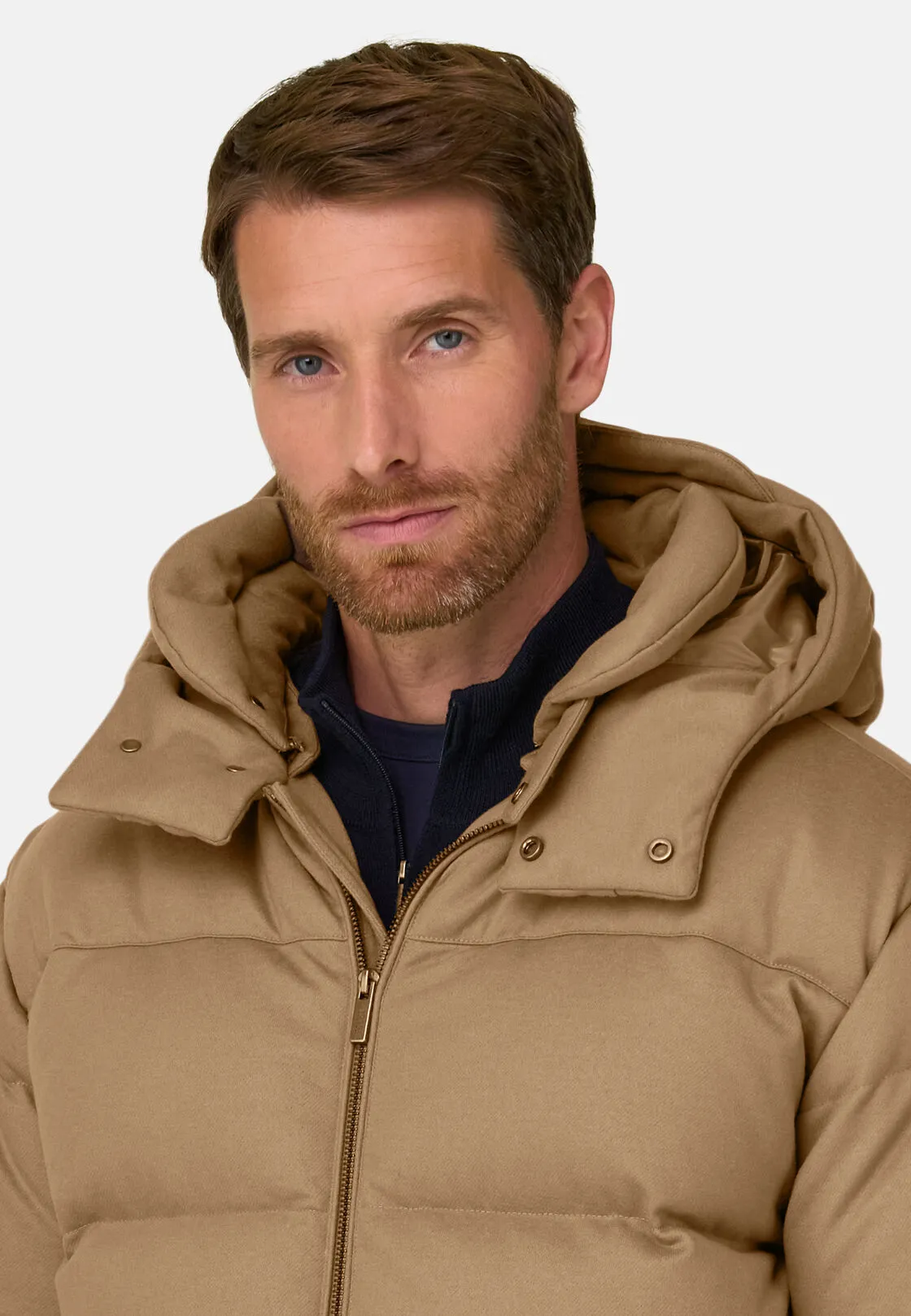 Boggi, Bomber In Misto Lana Imbottito In Piuma D'oca, Uomo, Beige, Taglia: S - immagine 3