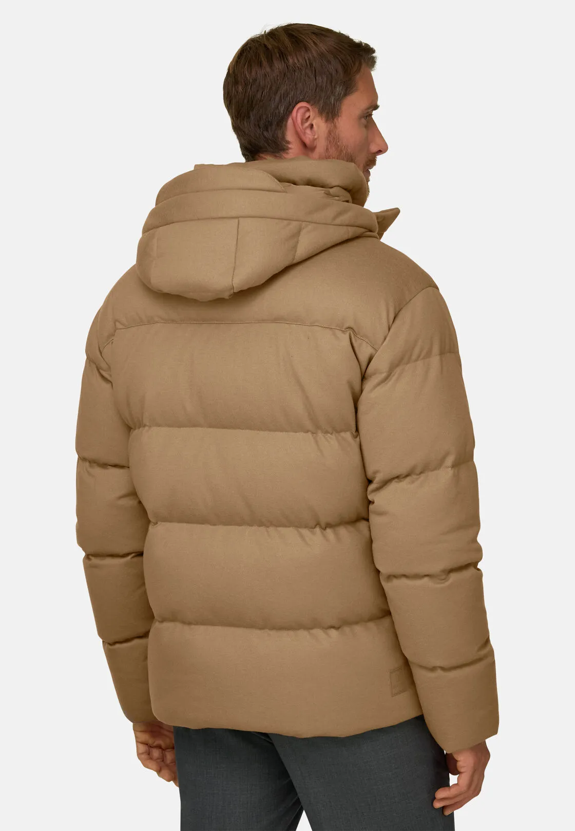 Boggi, Bomber In Misto Lana Imbottito In Piuma D'oca, Uomo, Beige, Taglia: S - immagine 4