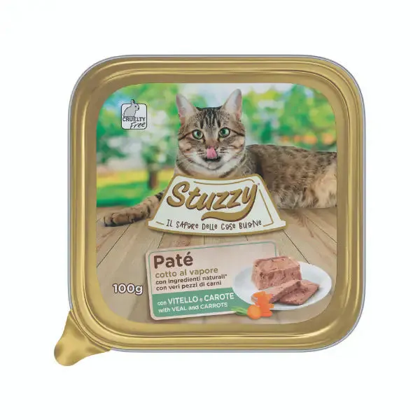 Stuzzy Cat Patè cotto al vapore per Gatti 100 gr Vitello e carote - confezione da 32 pezzi - Cibo umido per gatti - immagine 1