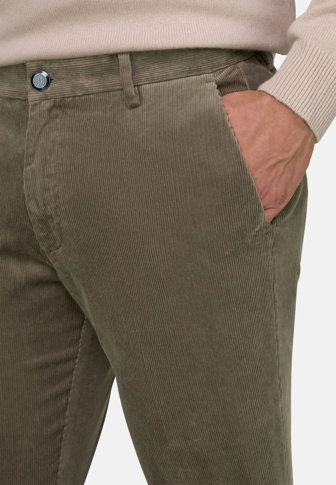 Boggi, Pantaloni In Velluto Elasticizzato, Uomo, Fango, Taglia: 38 - immagine 3