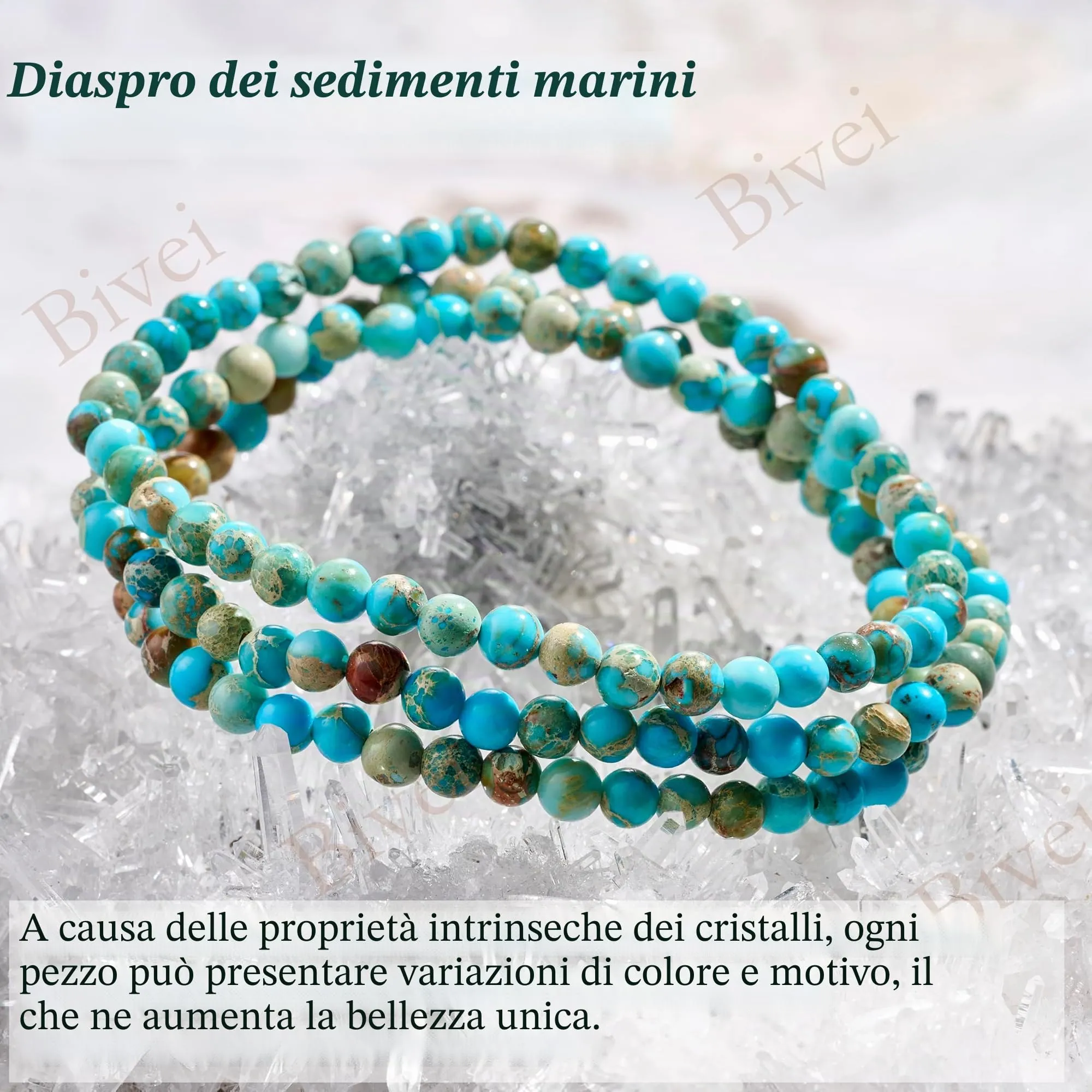 Bivei Bracciale Donna Pietre Naturali da 4 mm, Diaspro di Sedimento Marino - immagine 4
