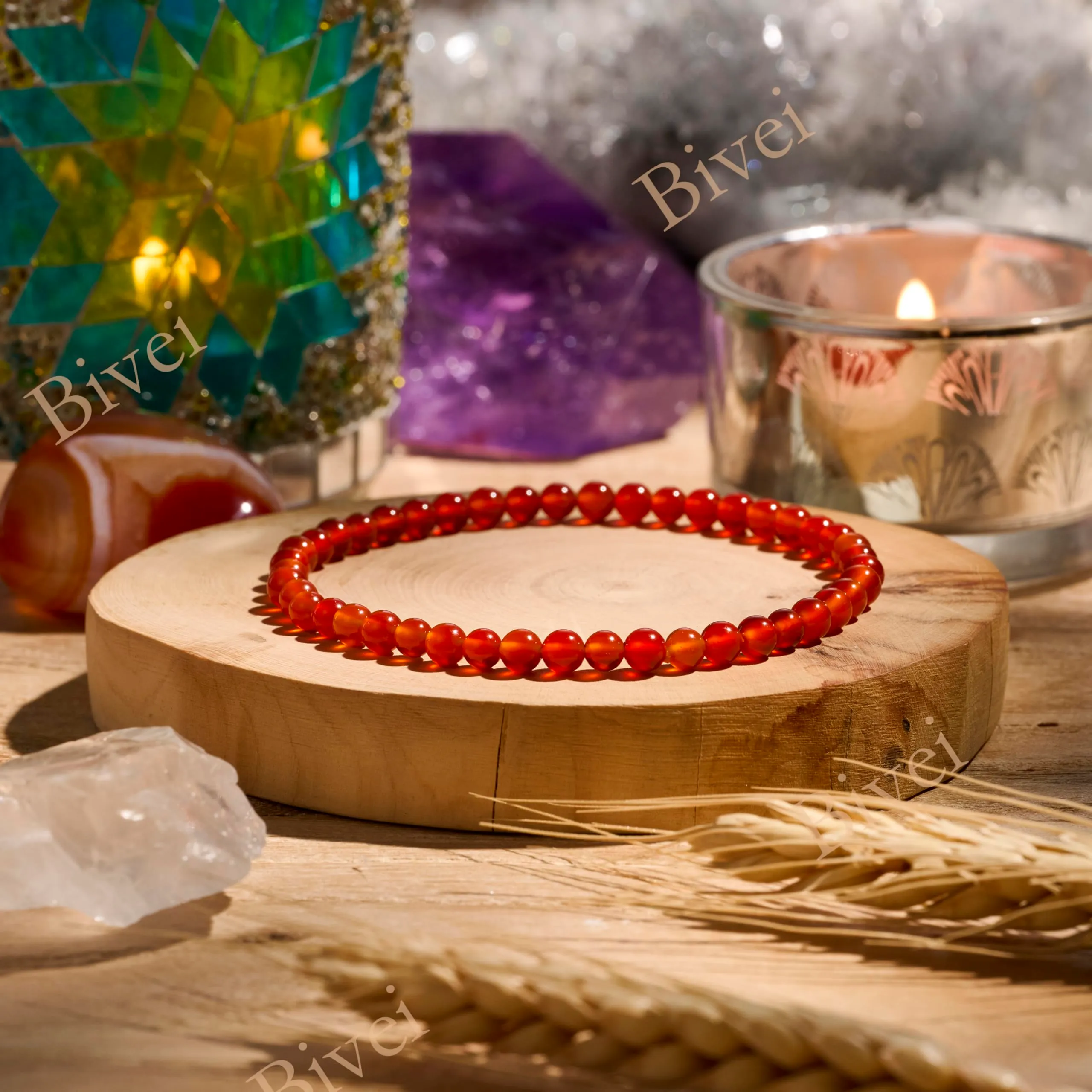 Bivei Bracciale Donna Pietre Naturali da 4 mm, Regalo Ragazza - immagine 3