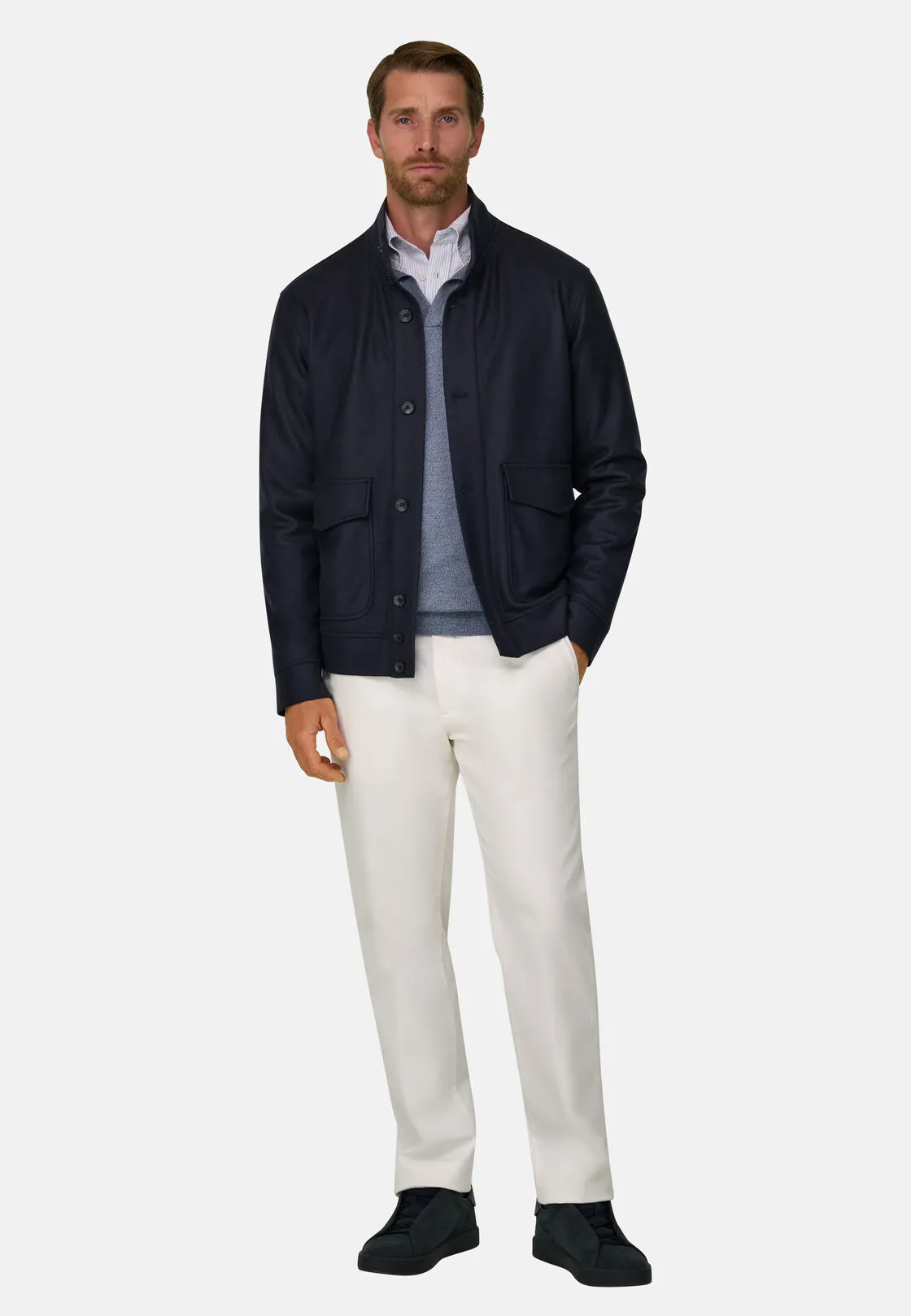 Boggi, Bomber In Lana, Uomo, Navy, Taglia: XXL - immagine 2