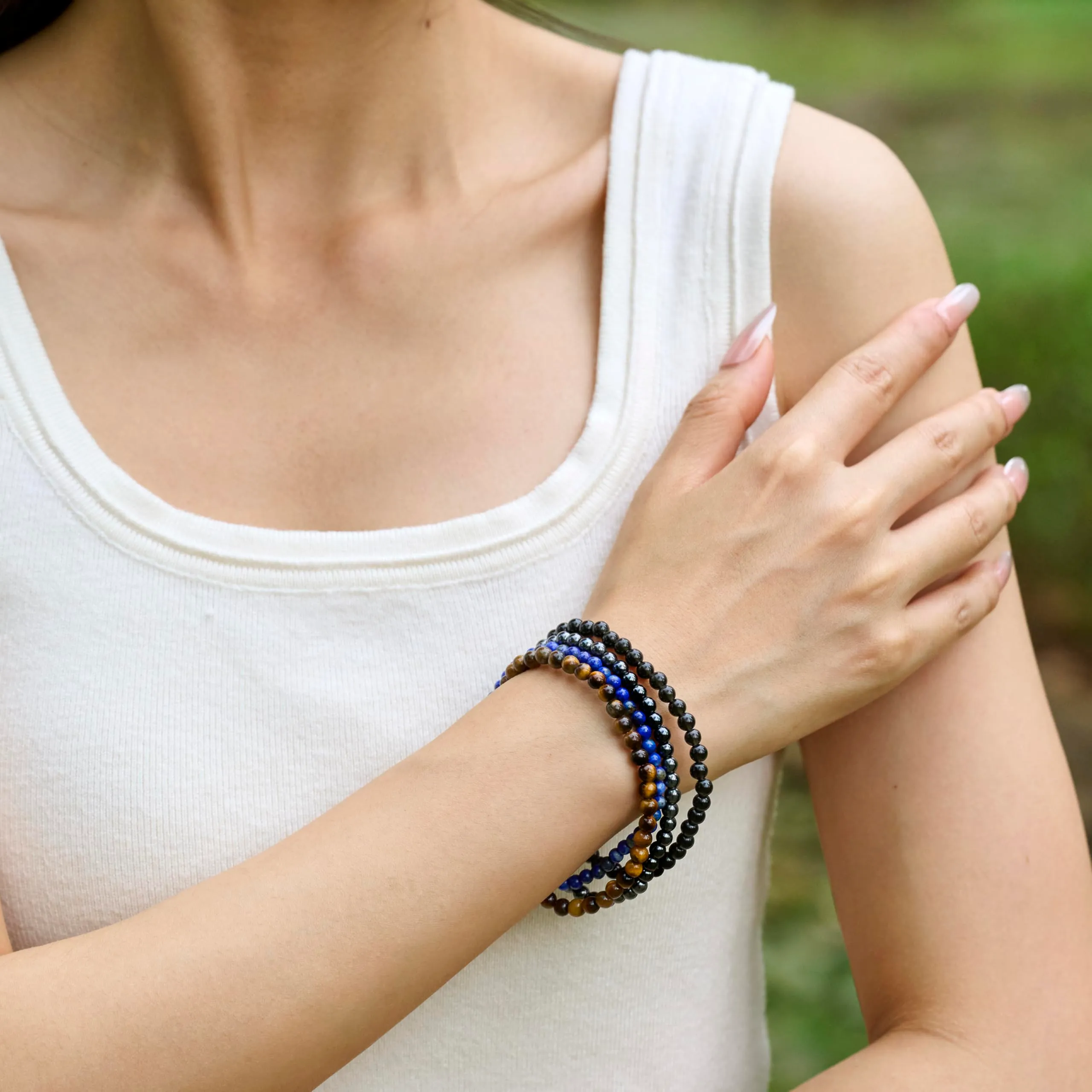 Bivei Bracciale Donna Pietre Naturali da 4 mm, Lapislazzuli - immagine 2