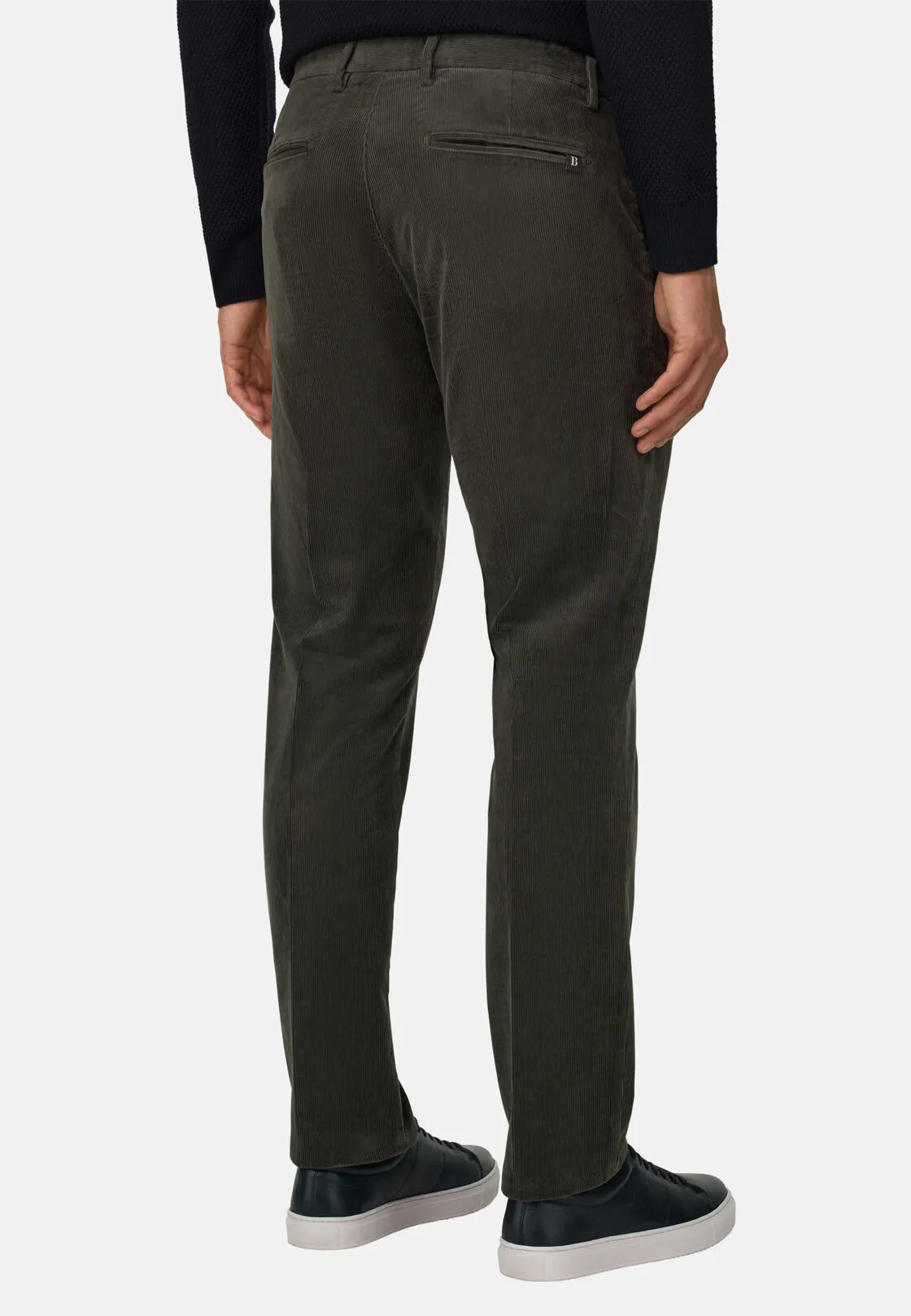 Boggi, Pantaloni In Velluto Elasticizzato, Uomo, Militare, Taglia: 31 - immagine 5