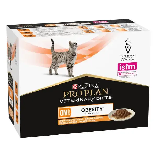 Purina Veterinary Diets OM Multipack 10x85 gr Pollo - Dieta veterinaria per gatti - immagine 1