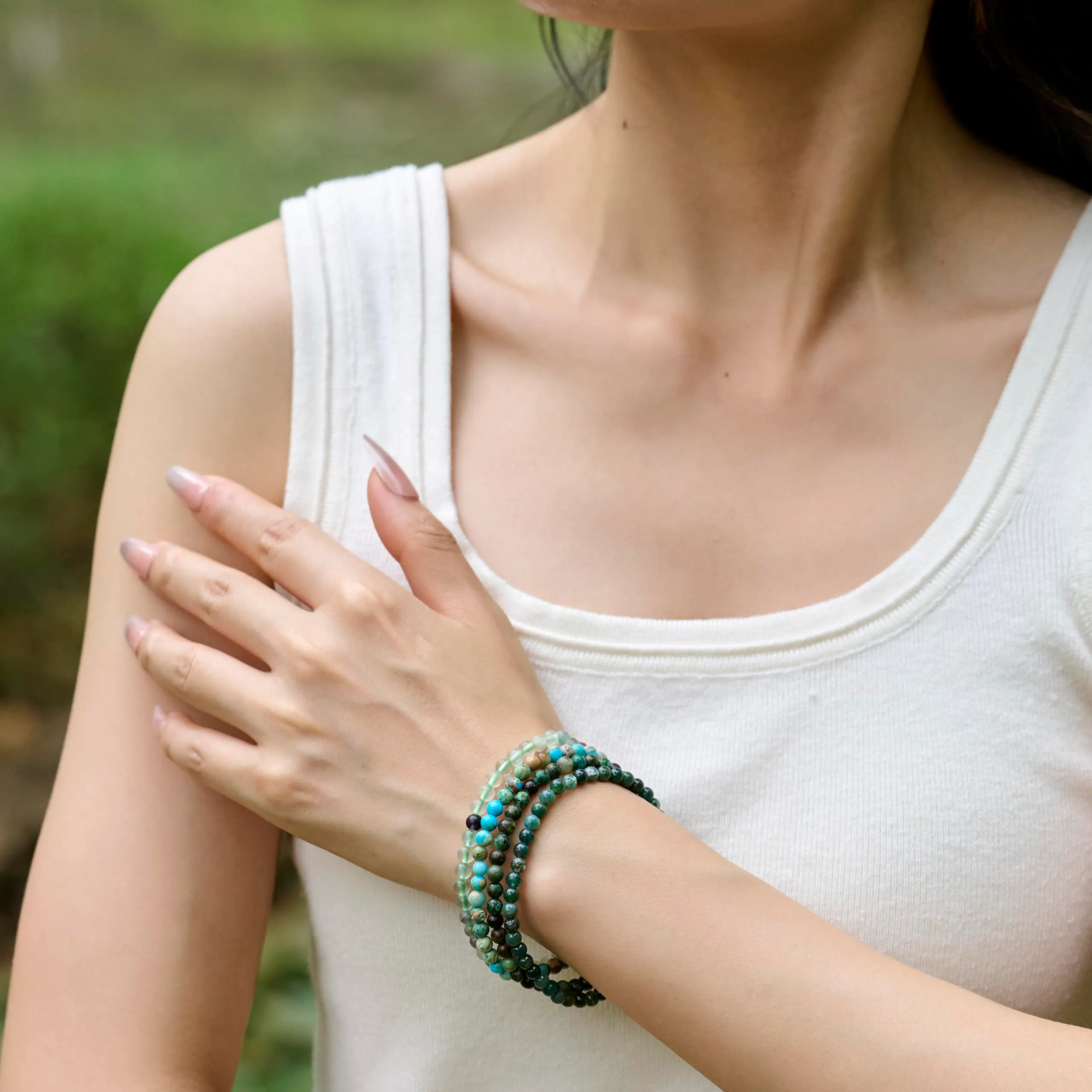 Bivei Bracciale Donna Pietre Naturali da 4 mm, Turchese Africano - immagine 2