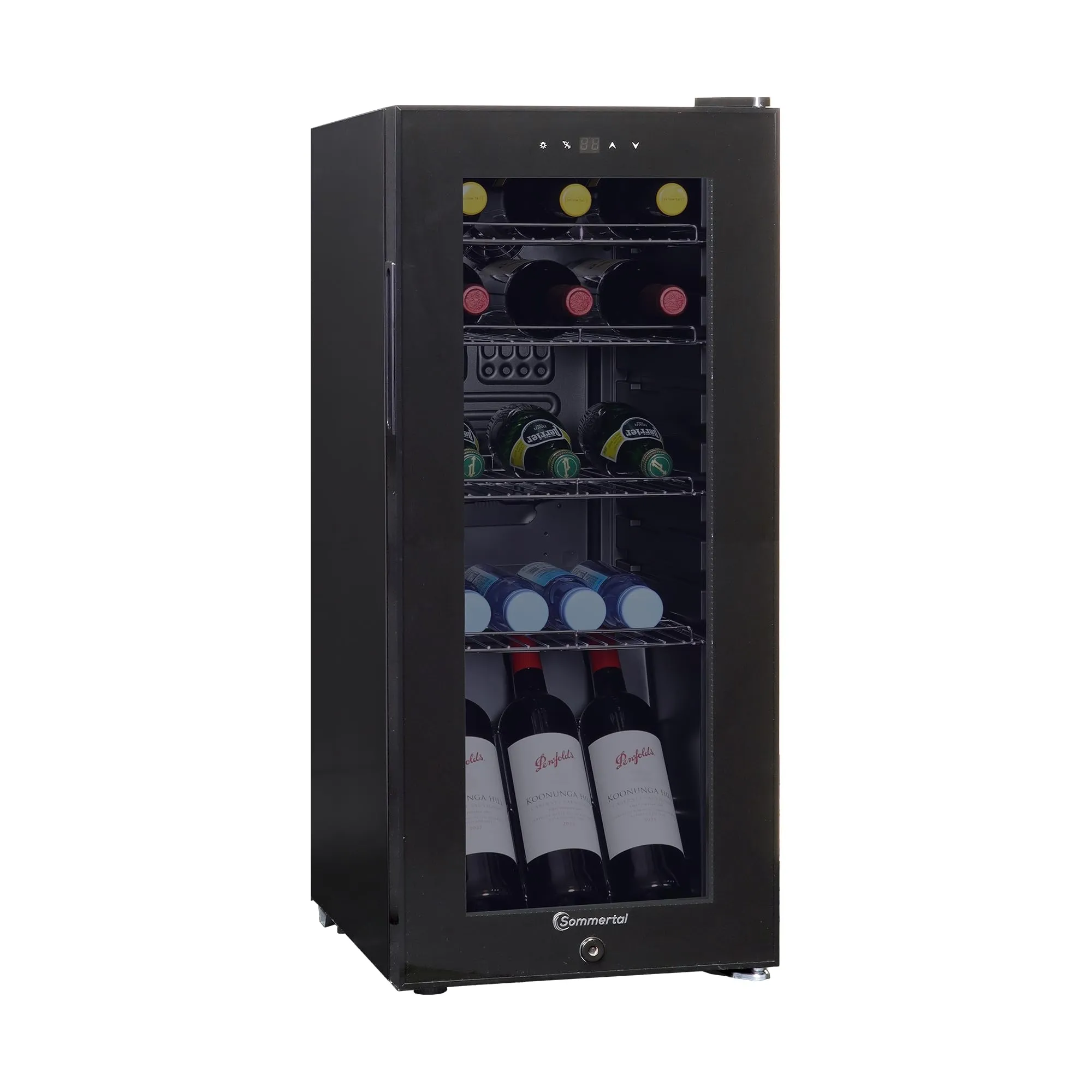 Sommertal Frigorifero GK60– Frigorifero silenzioso per bevande con LED, touch screen e lucchetto, piccolo frigorifero per bottiglie, nero, 60 l - immagine 8