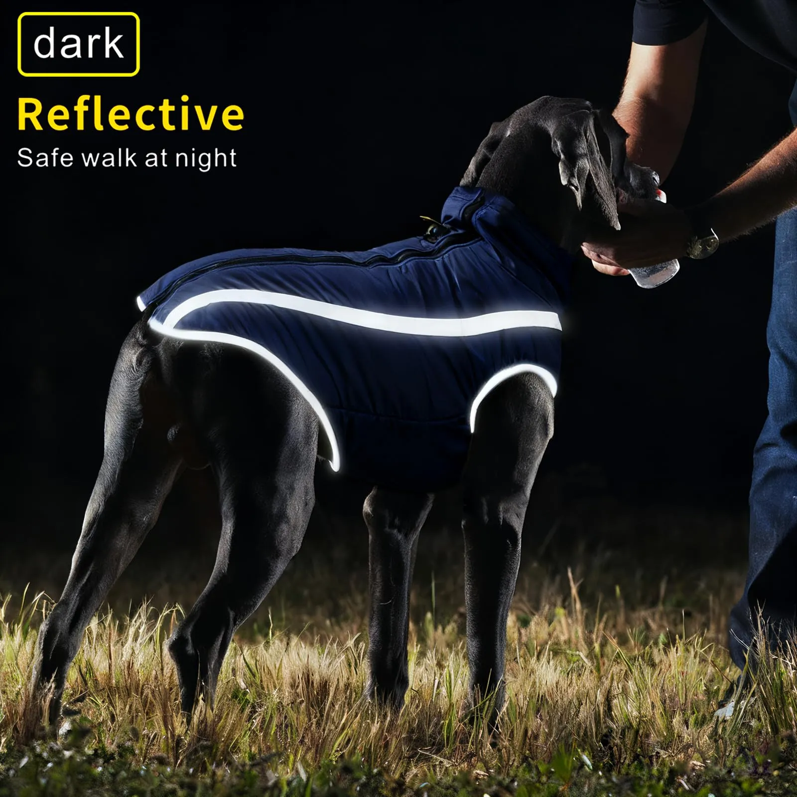 Idepet Cappotto per cani impermeabile Giacca invernale calda, Giacca per cani antivento Abbigliamento per cani Completo per cani di taglia piccola di taglia media con foro per imbracatura XL-6XL - immagine 5