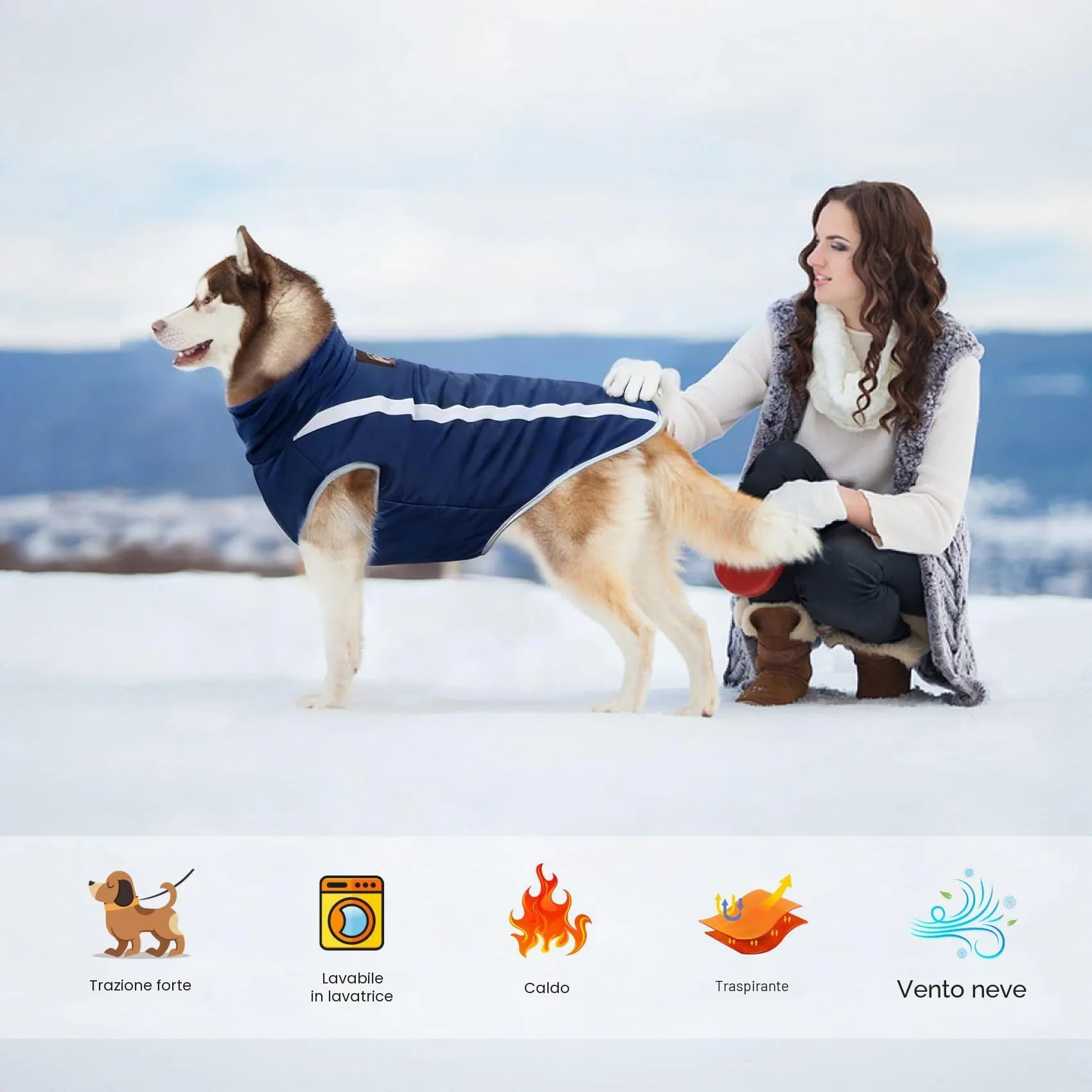 Idepet Cappotto per cani impermeabile Giacca invernale calda, Giacca per cani antivento Abbigliamento per cani Completo per cani di taglia piccola di taglia media con foro per imbracatura XL-6XL - immagine 7