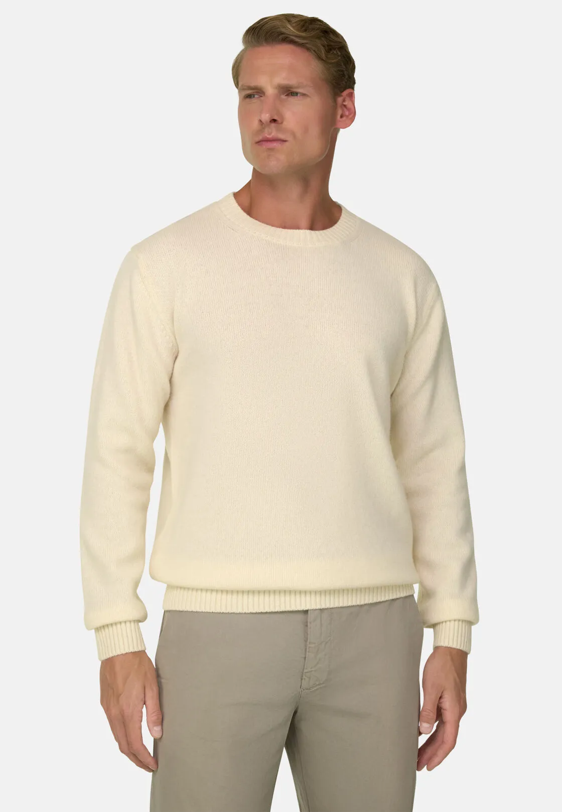 Boggi, Girocollo In Misto Lana, Uomo, Offwhite, Taglia: XL - immagine 1