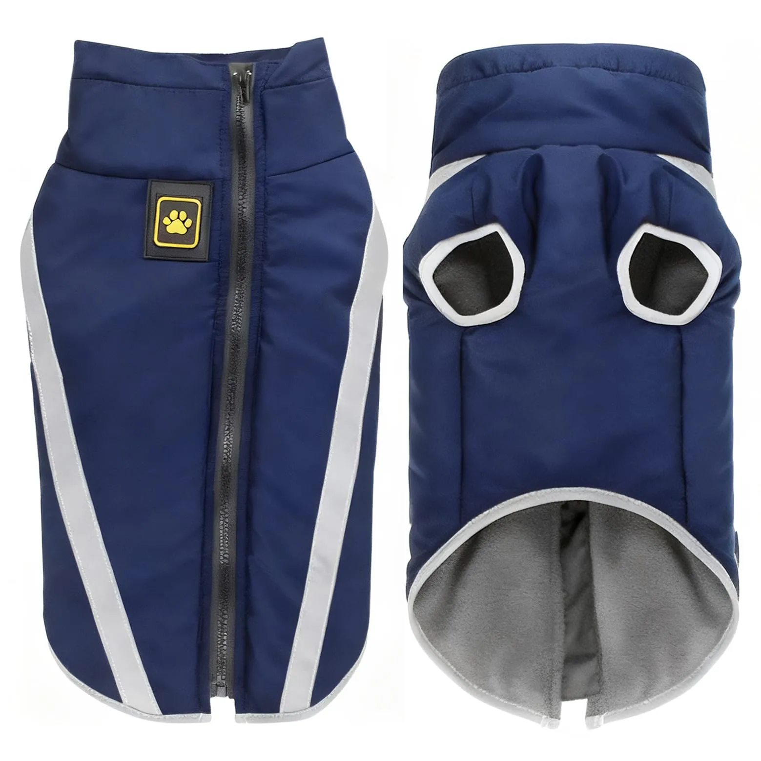 Idepet Cappotto per cani impermeabile Giacca invernale calda, Giacca per cani antivento Abbigliamento per cani Completo per cani di taglia piccola di taglia media con foro per imbracatura XL-6XL - immagine 1