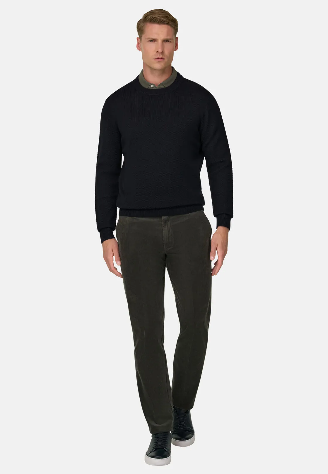 Boggi, Pantaloni In Velluto Elasticizzato, Uomo, Militare, Taglia: 40 - immagine 2
