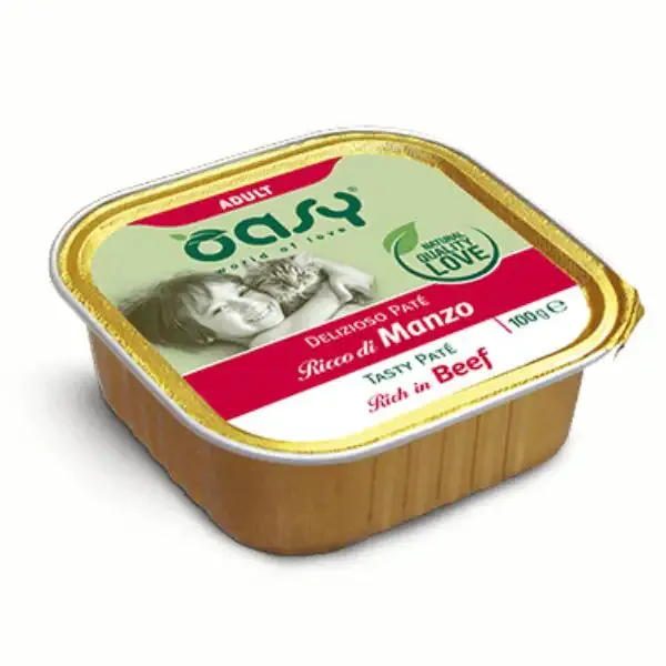 Oasy Cat Adult Delizioso Patè 100 gr Manzo - confezione da 16 pezzi - Cibo umido per gatti - immagine 1