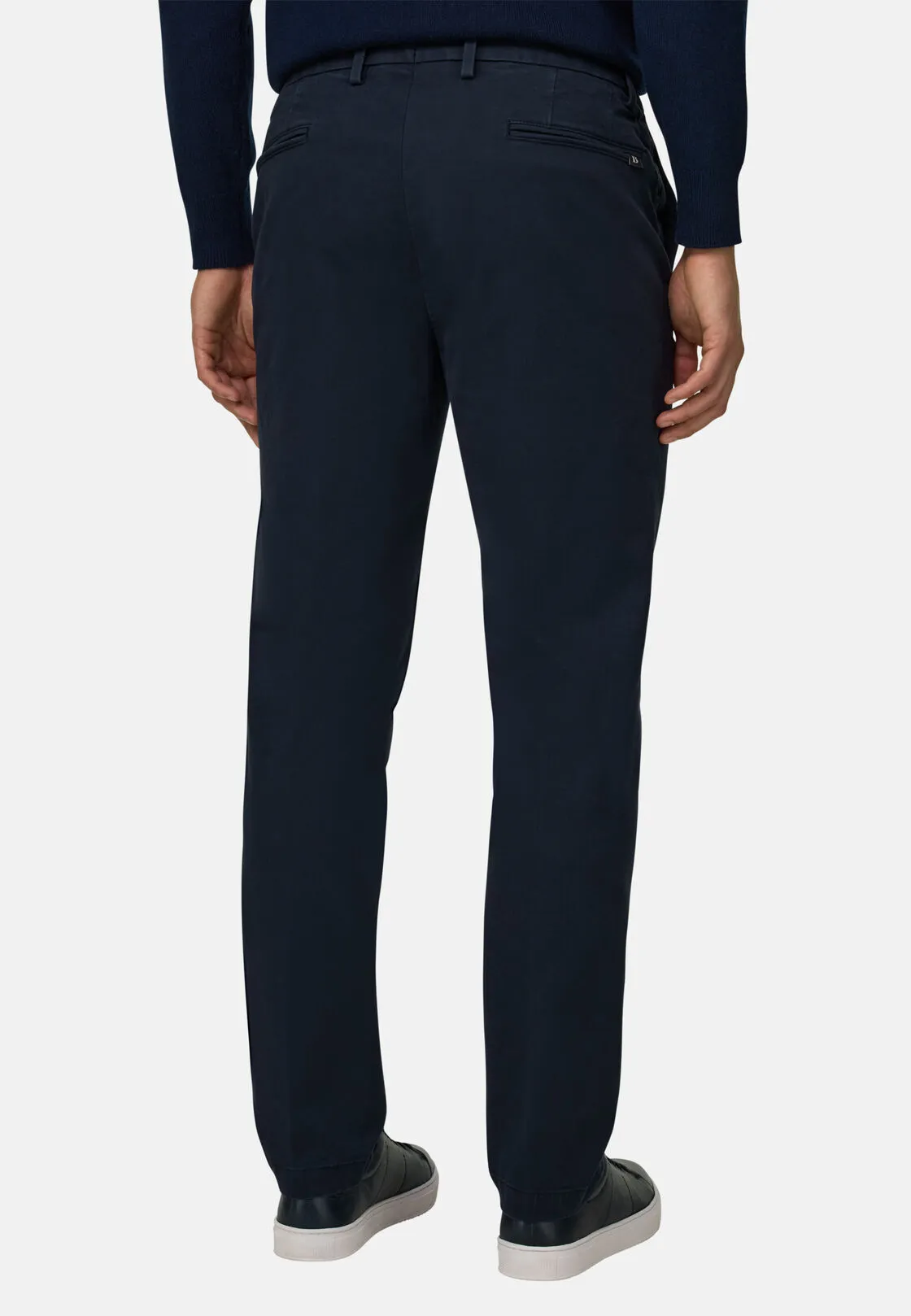 Boggi, Pantaloni In Cotone Tencel Elasticizzato, Uomo, Navy, Taglia: 32 - immagine 5