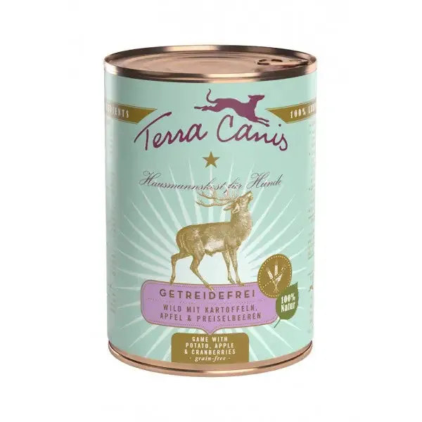 Terra Canis Grain Free 400 gr Selvaggina con patate, mela e mirtilli rossi - confezione da 6 pezzi - Cibo umido per cani - immagine 1