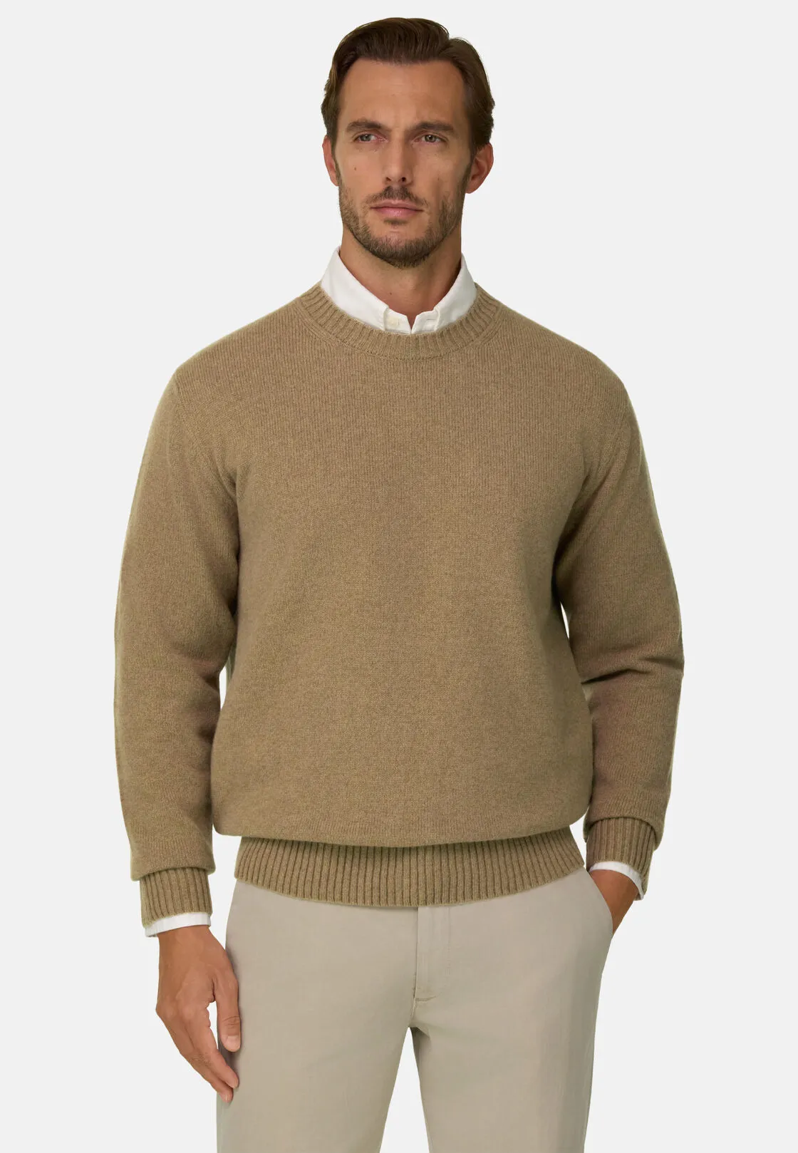 Boggi, Girocollo In Misto Lana, Uomo, Beige, Taglia: M - immagine 1