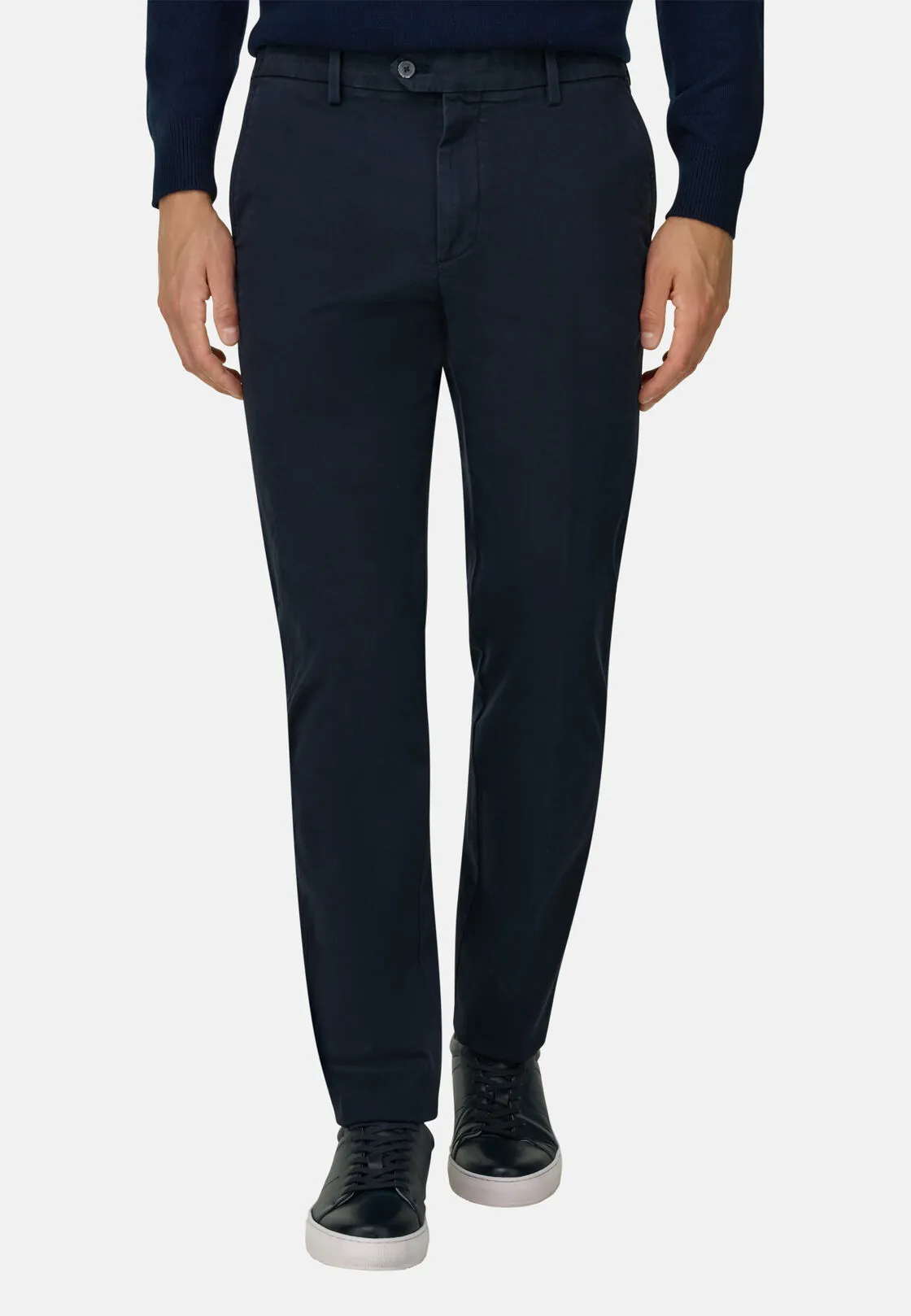 Boggi, Pantaloni In Cotone Tencel Elasticizzato, Uomo, Navy, Taglia: 36 - immagine 1