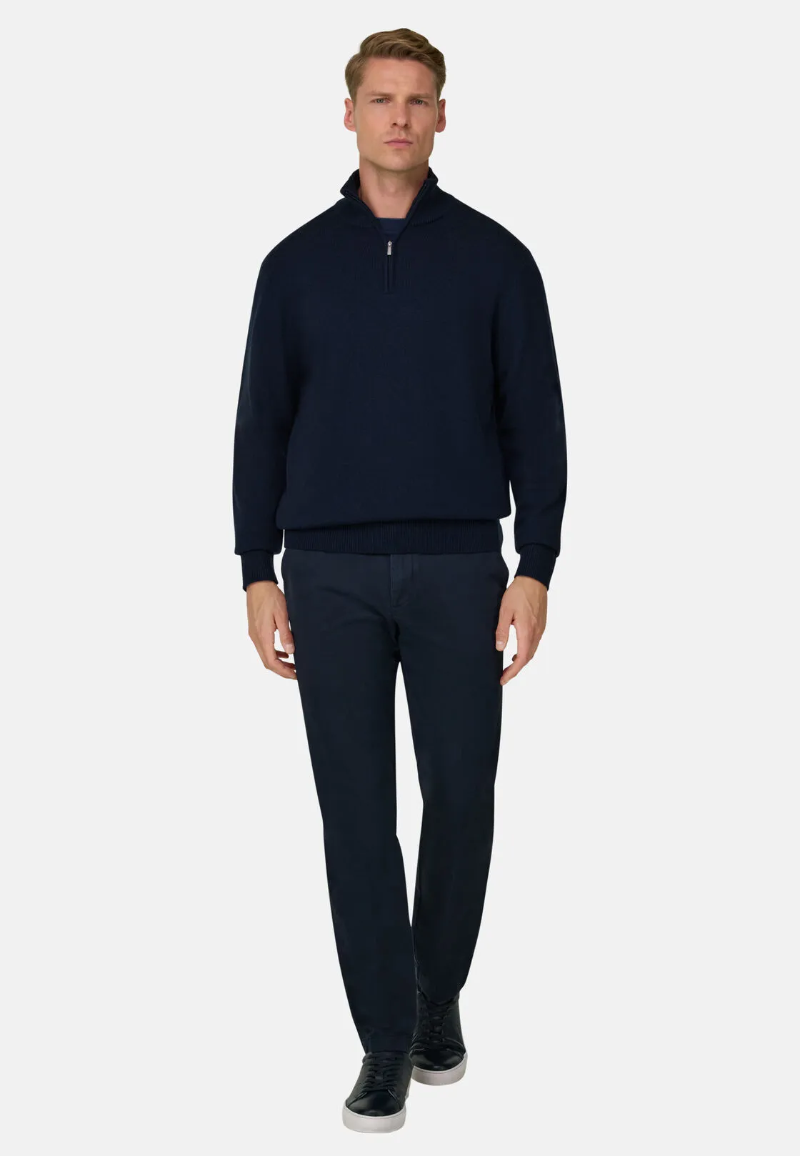 Boggi, Pantaloni In Cotone Tencel Elasticizzato, Uomo, Navy, Taglia: 38 - immagine 2