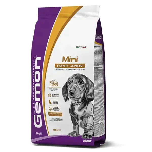Monge Gemon Mini Puppy Junior con Pollo e Riso 3 kg - Croccantini per cani - immagine 1