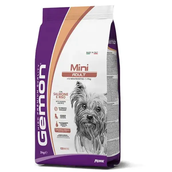 Monge Gemon Mini Adult con Salmone e Riso 3 kg - Croccantini per cani - immagine 1