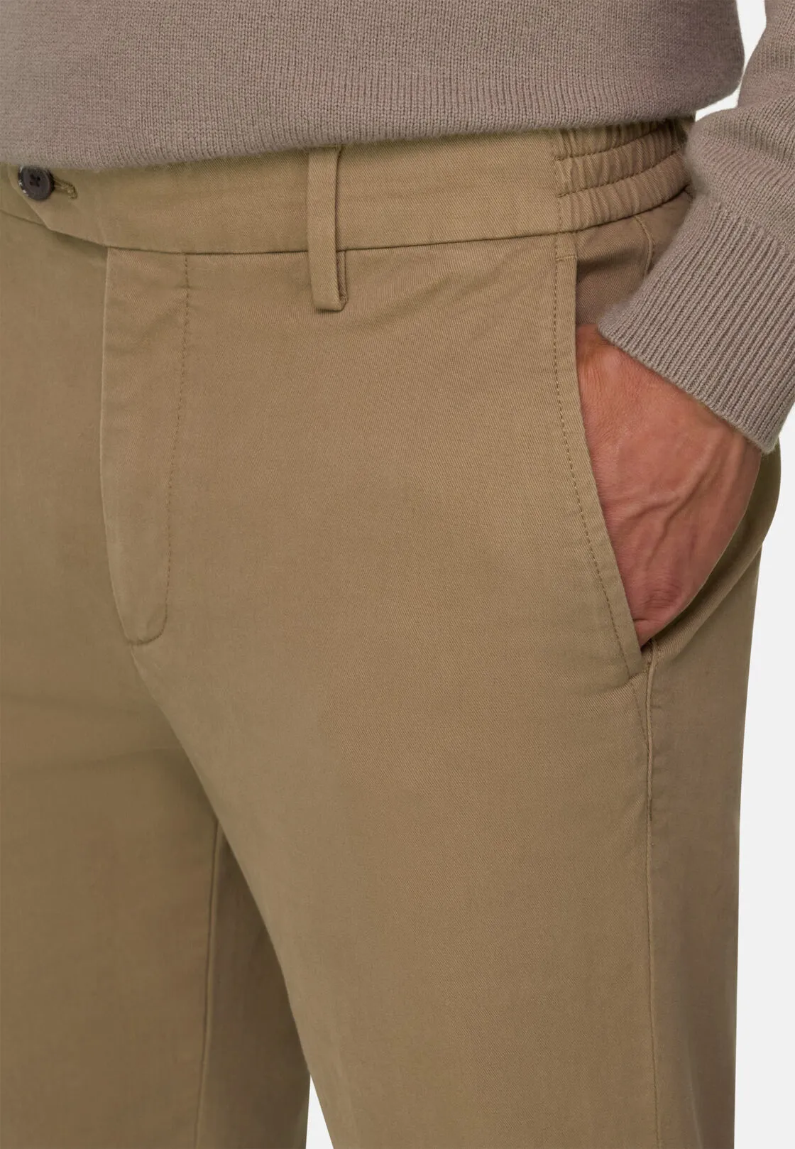 Boggi, Pantaloni In Cotone Tencel Elasticizzato, Uomo, Taupe, Taglia: 31 - immagine 3