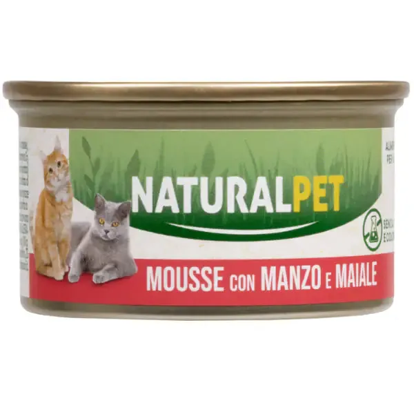 NaturalPet Cat Adult Mousse 85 gr Manzo e maiale - immagine 1