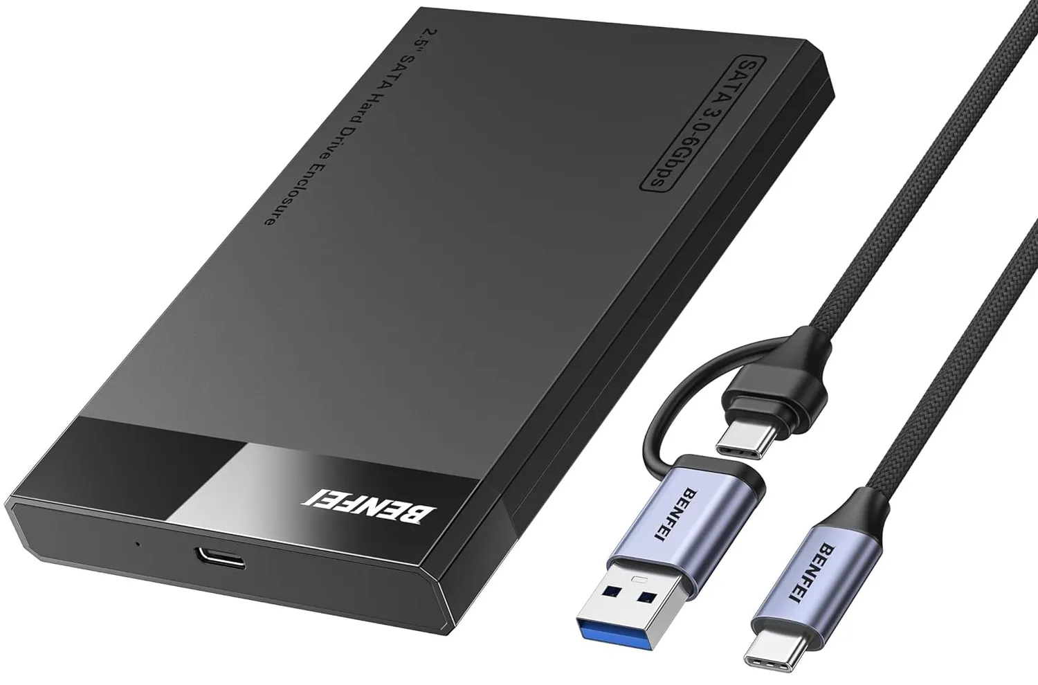 Rack Benfei per HDD / SSD SATA 2.5 pollici, USB-A / USB-C, Nero - immagine 1