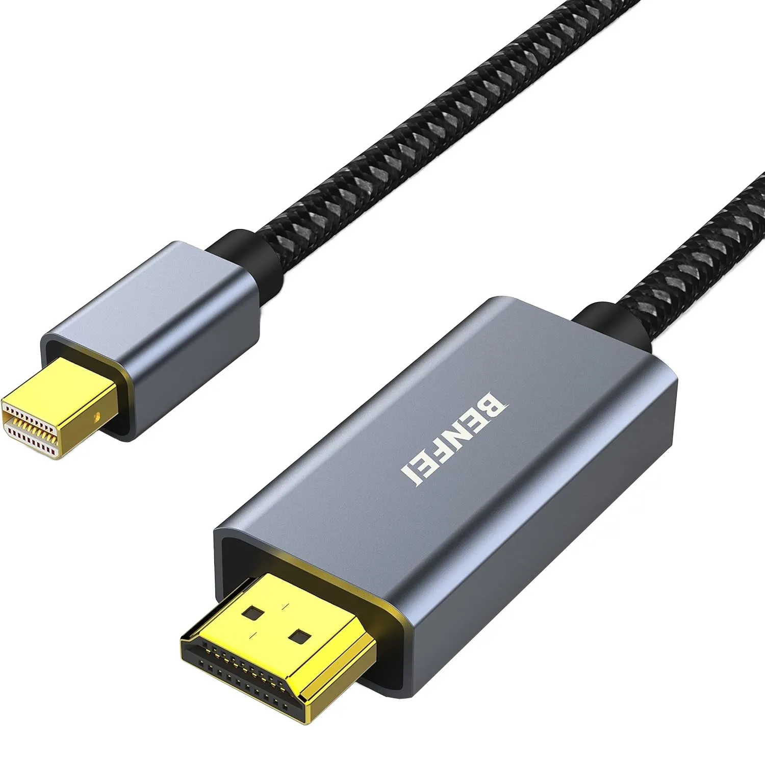 Cavo Video Benfei, MiniDisplayPort - HDMI, 4K, 0,9m, Grigio - immagine 1