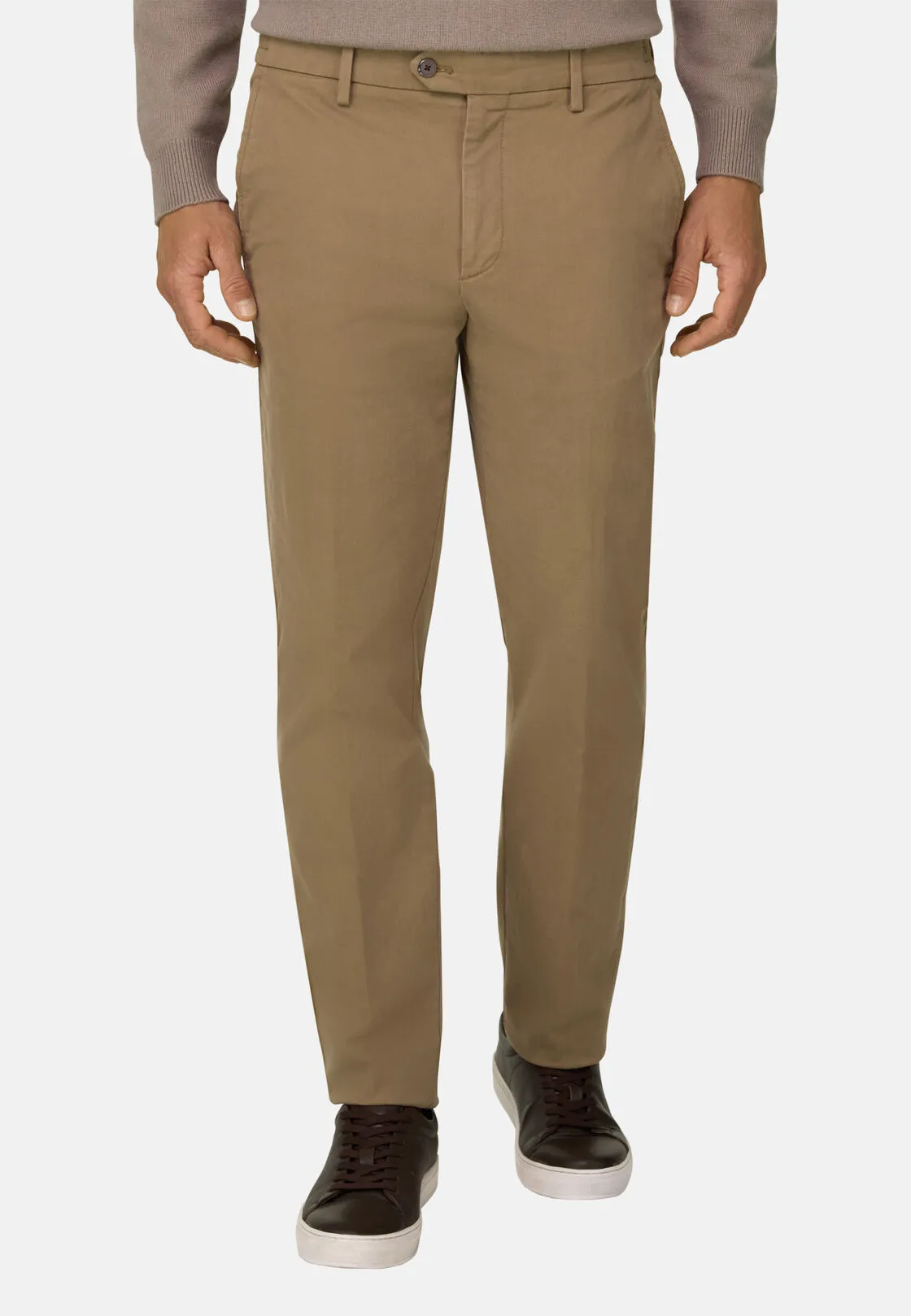 Boggi, Pantaloni In Cotone Tencel Elasticizzato, Uomo, Taupe, Taglia: 38 - immagine 1