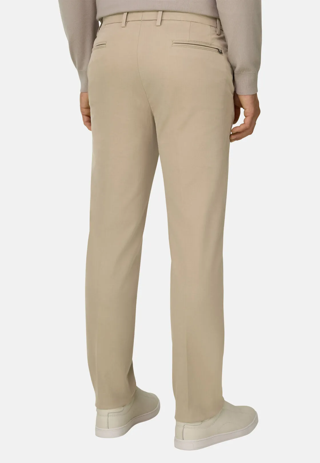 Boggi, Pantaloni In Cotone Tencel Elasticizzato, Uomo, Beige, Taglia: 32 - immagine 5