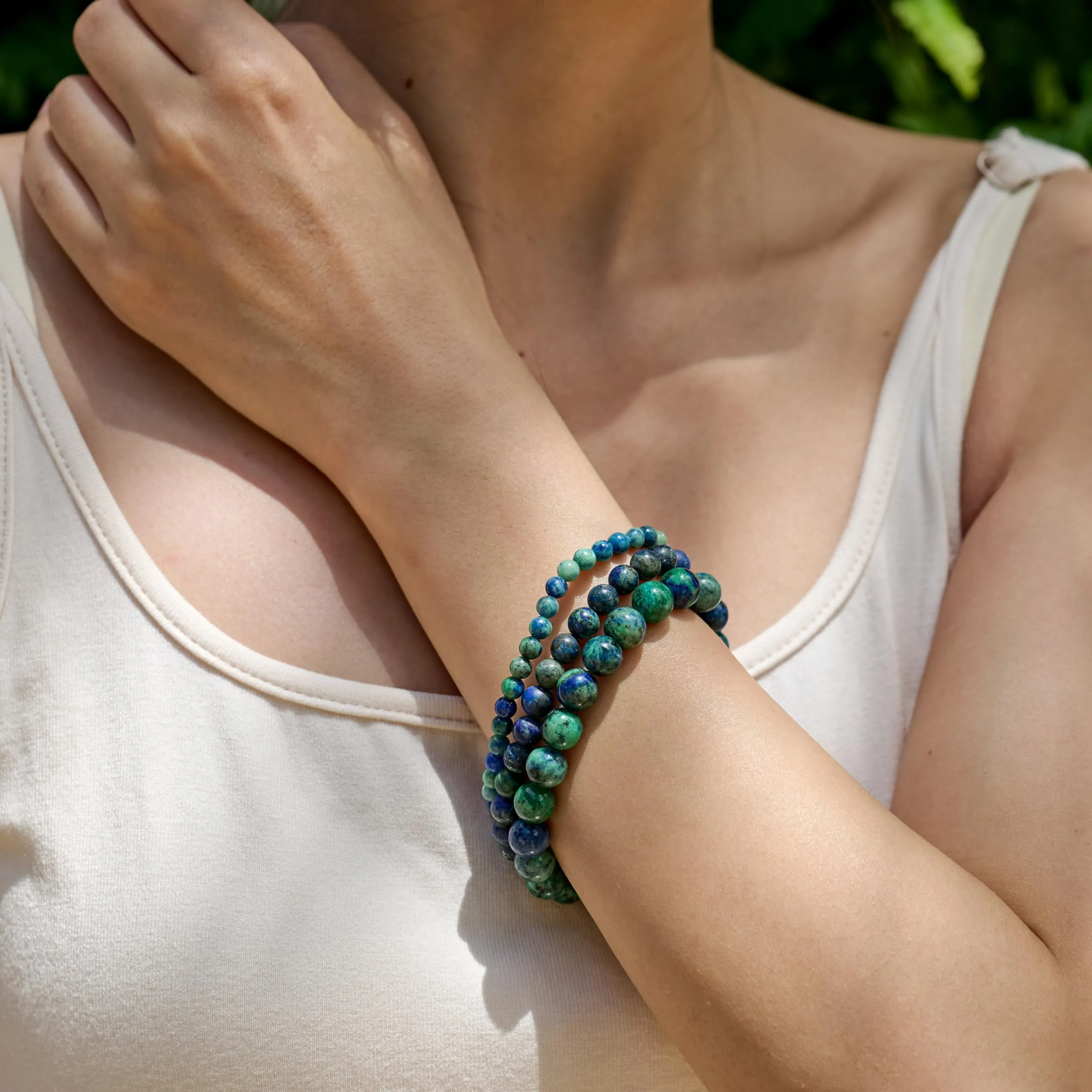 Bivei Bracciale Donna Pietre Naturali da 4 mm, Chrysocolla - immagine 2